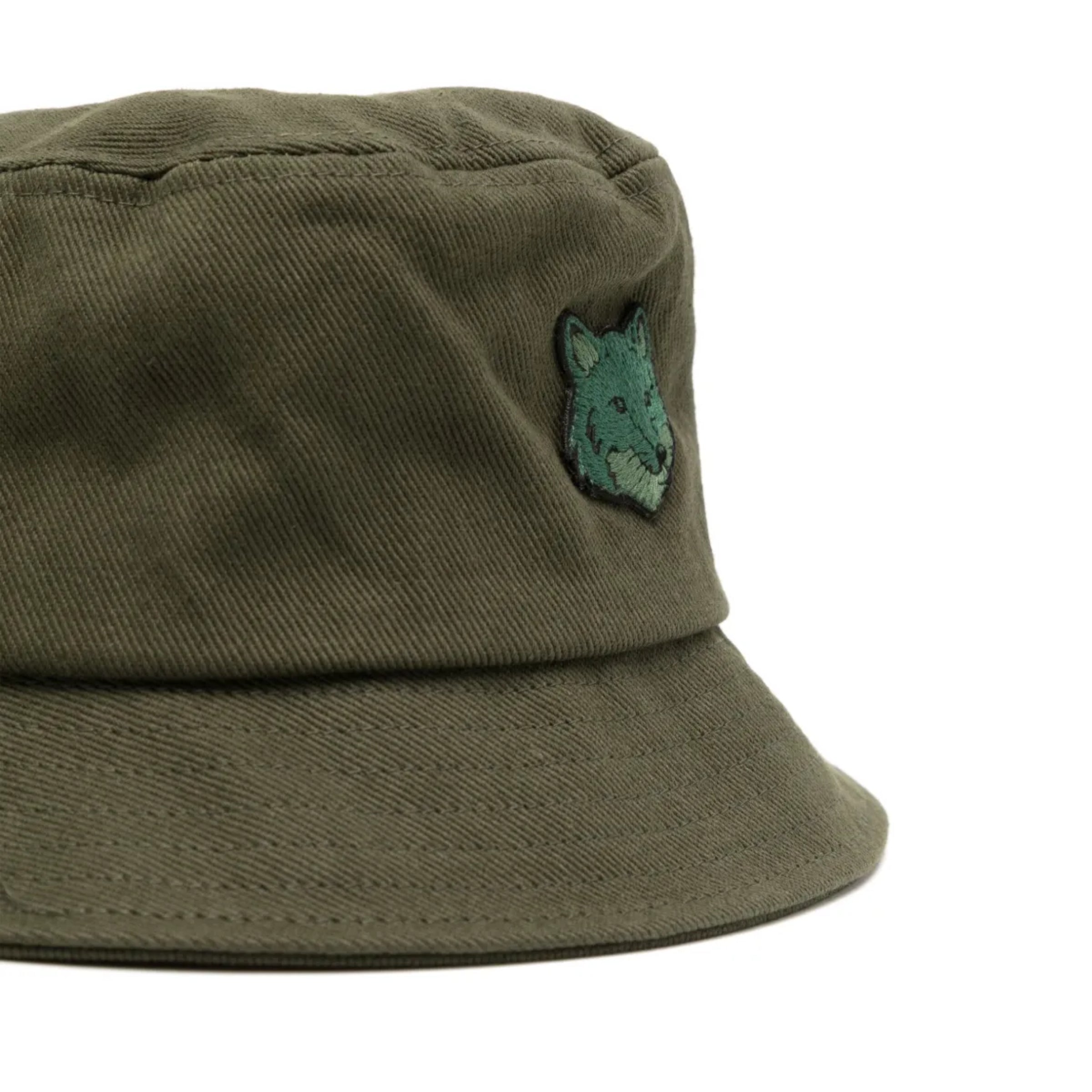 Maison Kitsune Bucket Hat Bold Fox Head Ranger Green