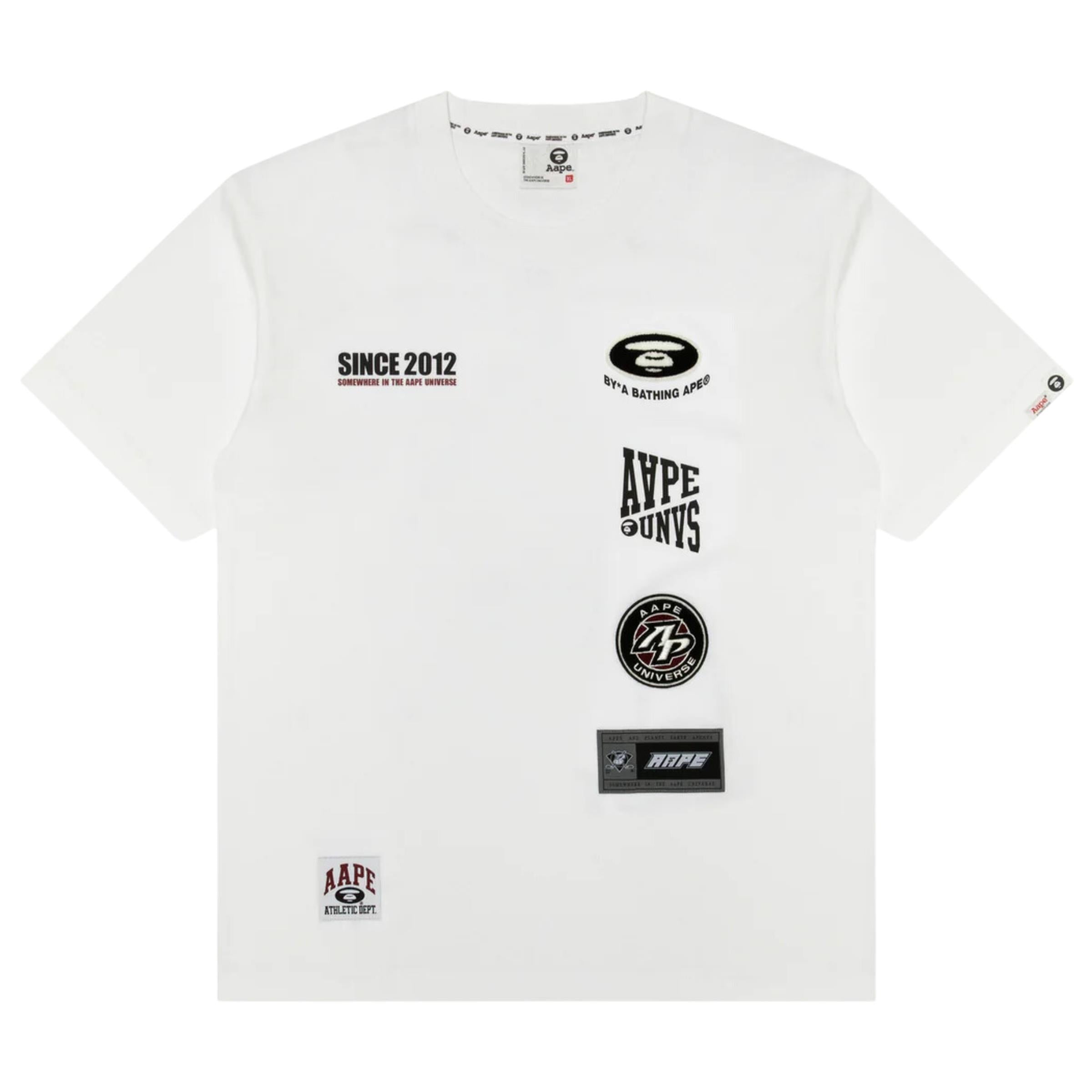 Aape Crew Multiple Logos Heather White