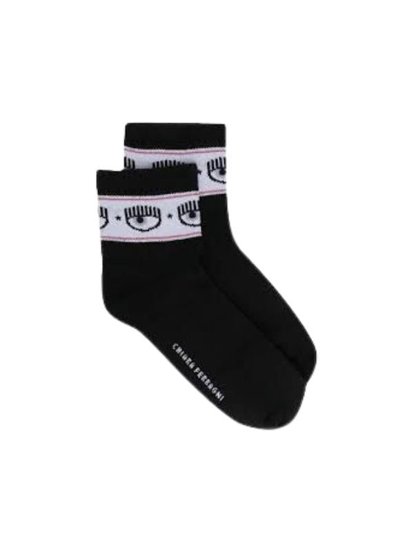Chiara Ferragni Socks Ankle Eyelike Logo Black
