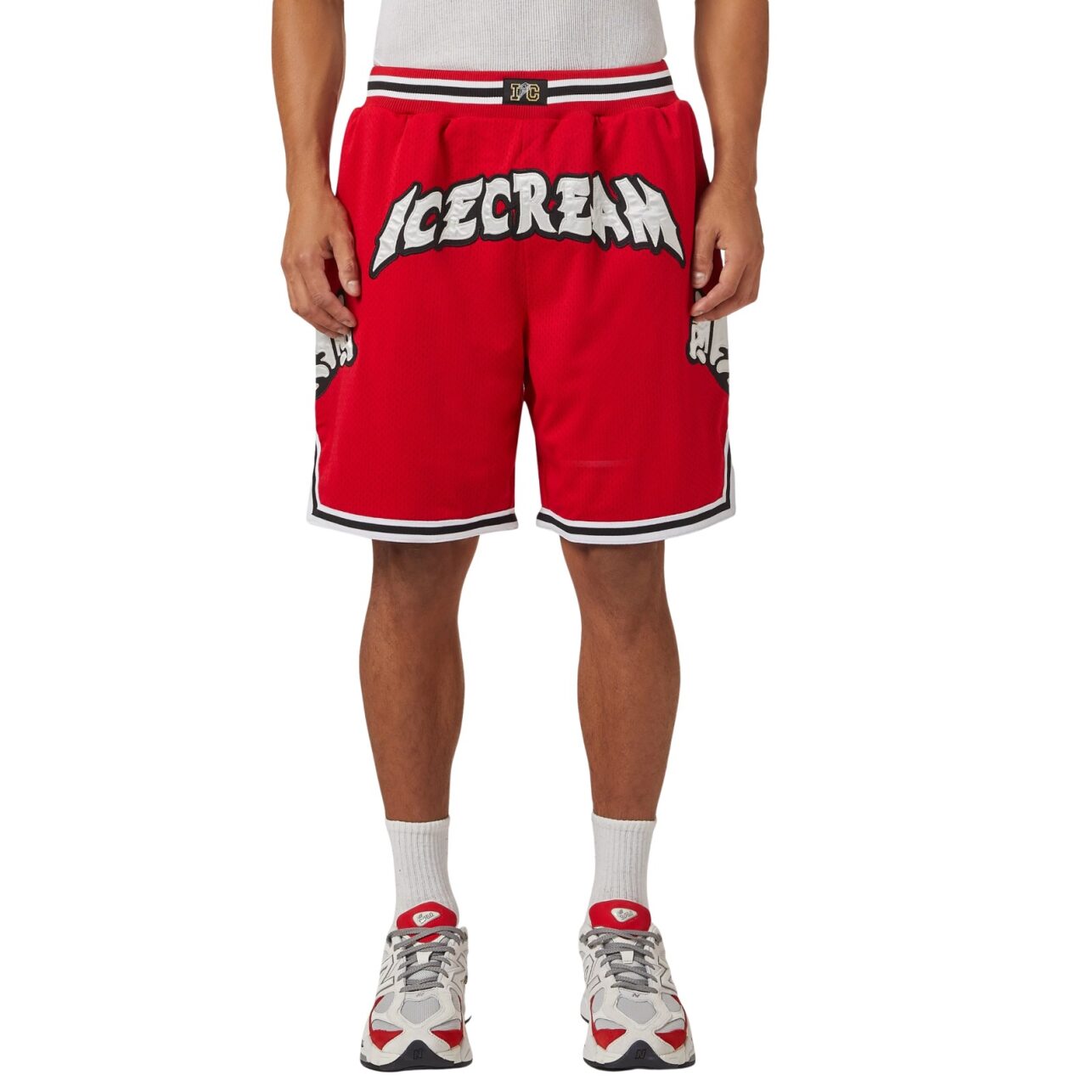 Ice Cream Basketball Shorts Applique Red-White