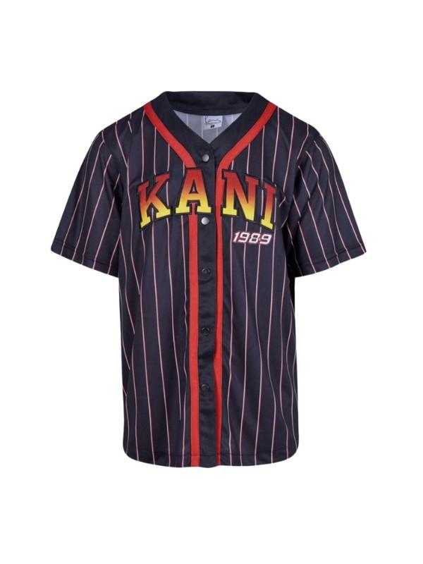 Karl Kani T-Shirt Pinstripe Baseball Black-Red-White
