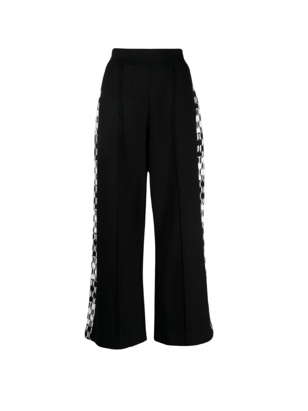 Karl Lagerfeld Track Pants Side Stripe Monogram Print Black