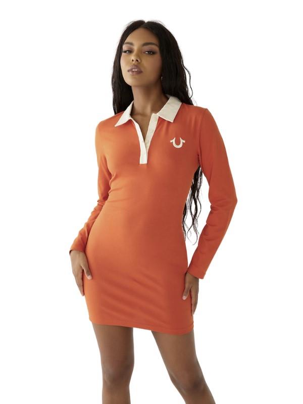 True Religion Dress Collared Mini Burnt Orange