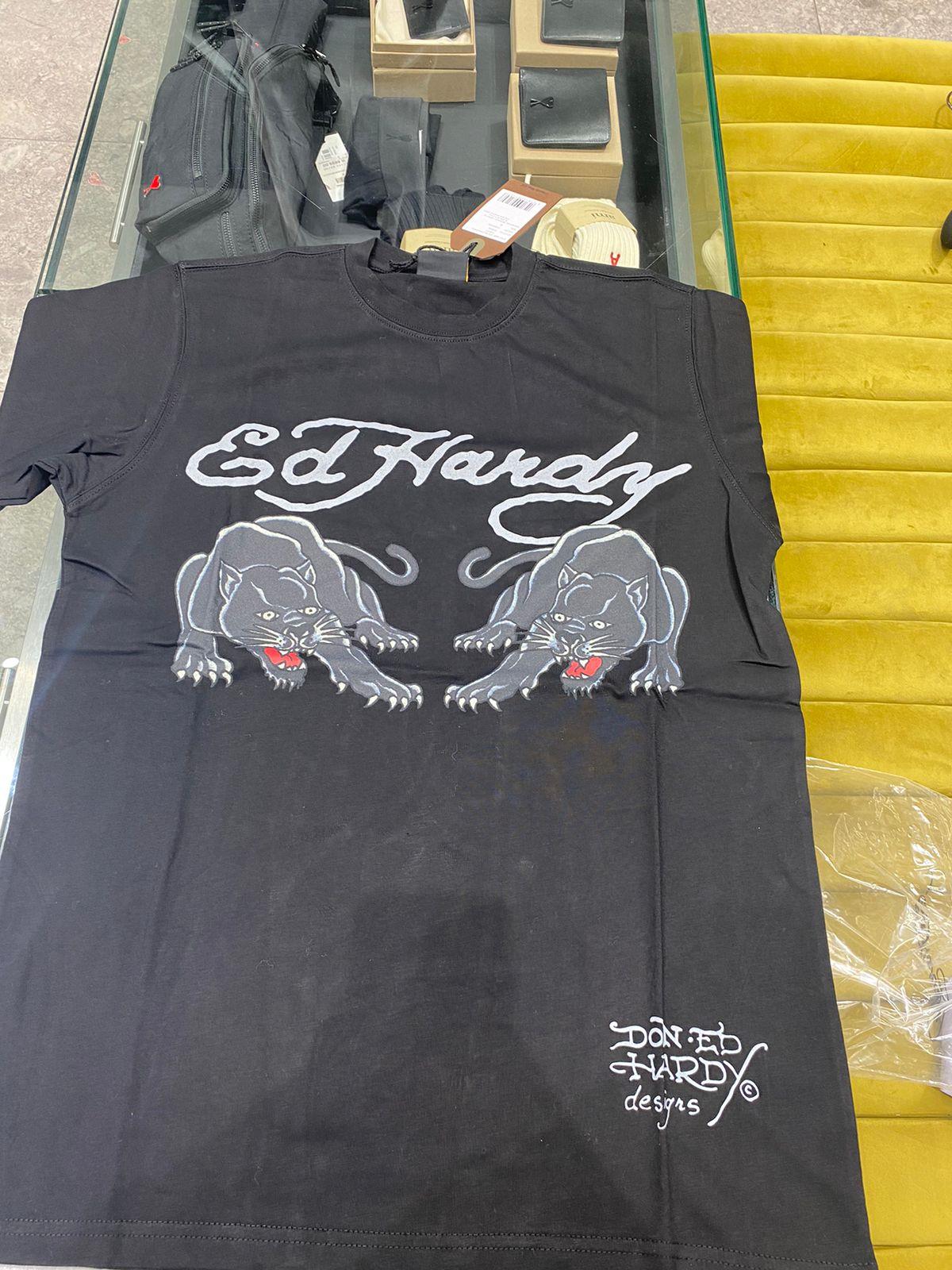 Ed Hardy T-Shirt Double Panther Black