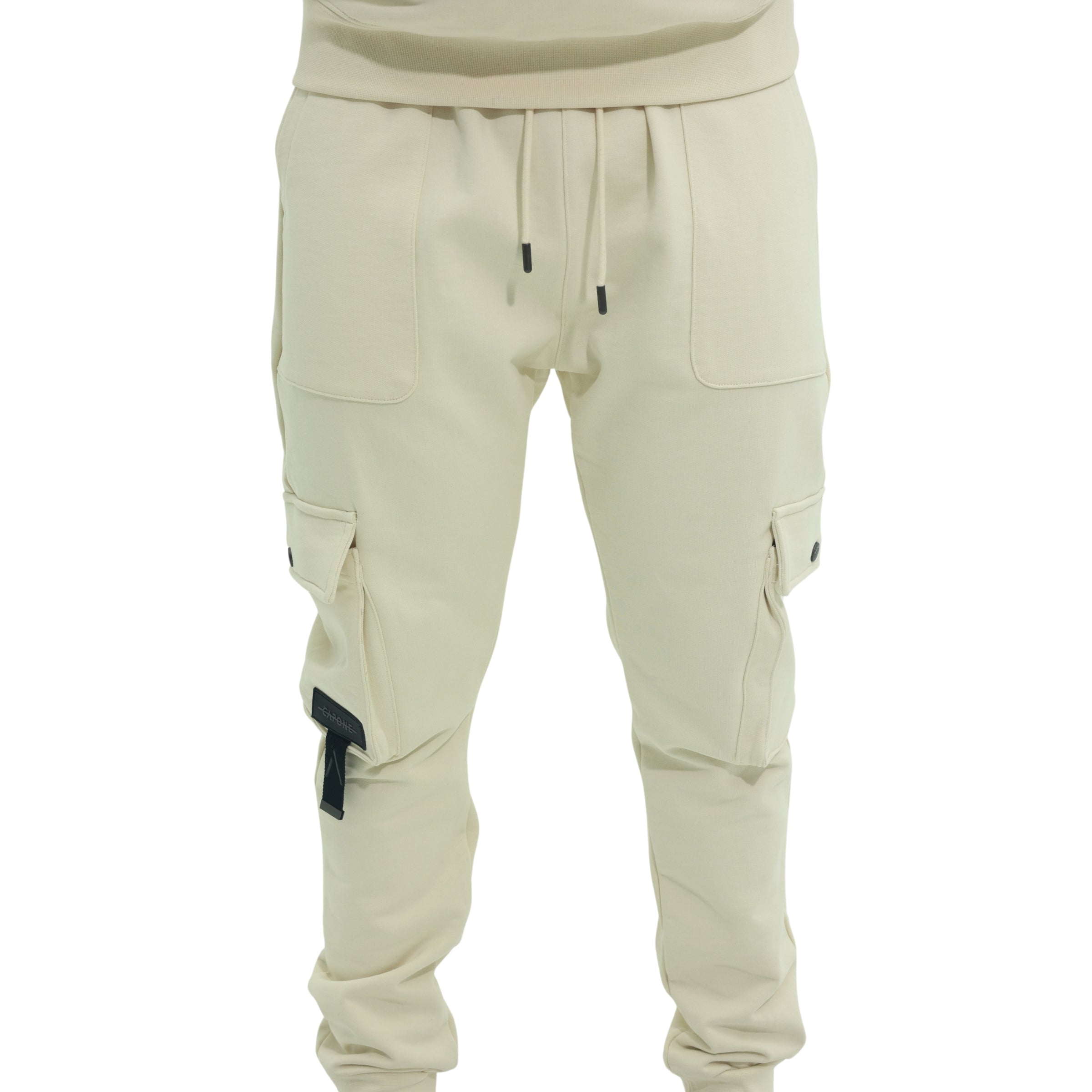 Capone Cargo Sweatpants Double Sided Pockets Beige
