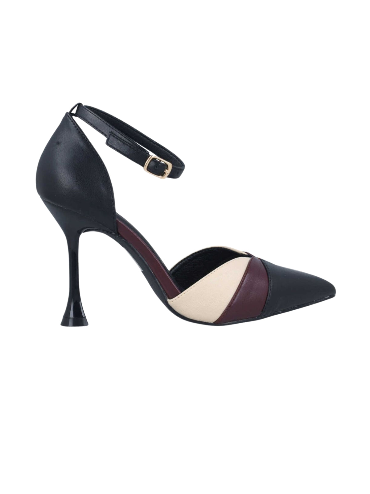 Menbur Heels Spool Heel Black-Plum-Peach