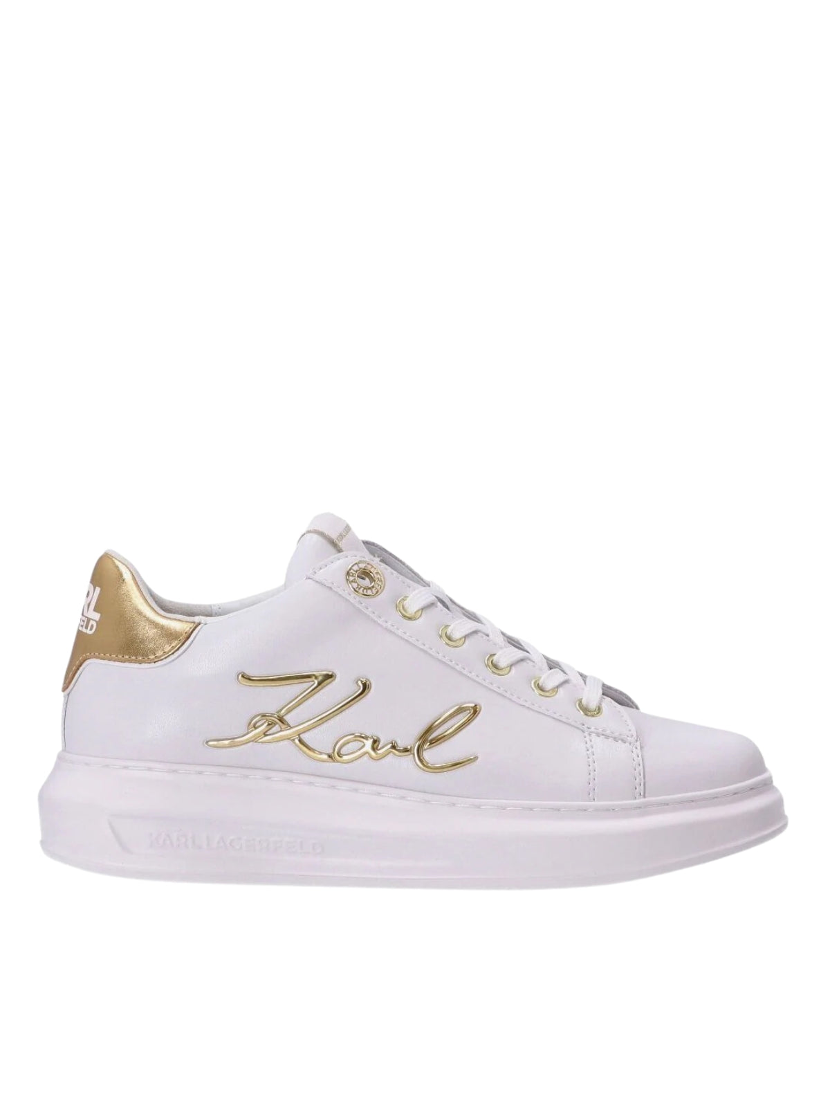 Karl Lagerfeld Ladies Sneaker Kapri Signa Lace White-Gold