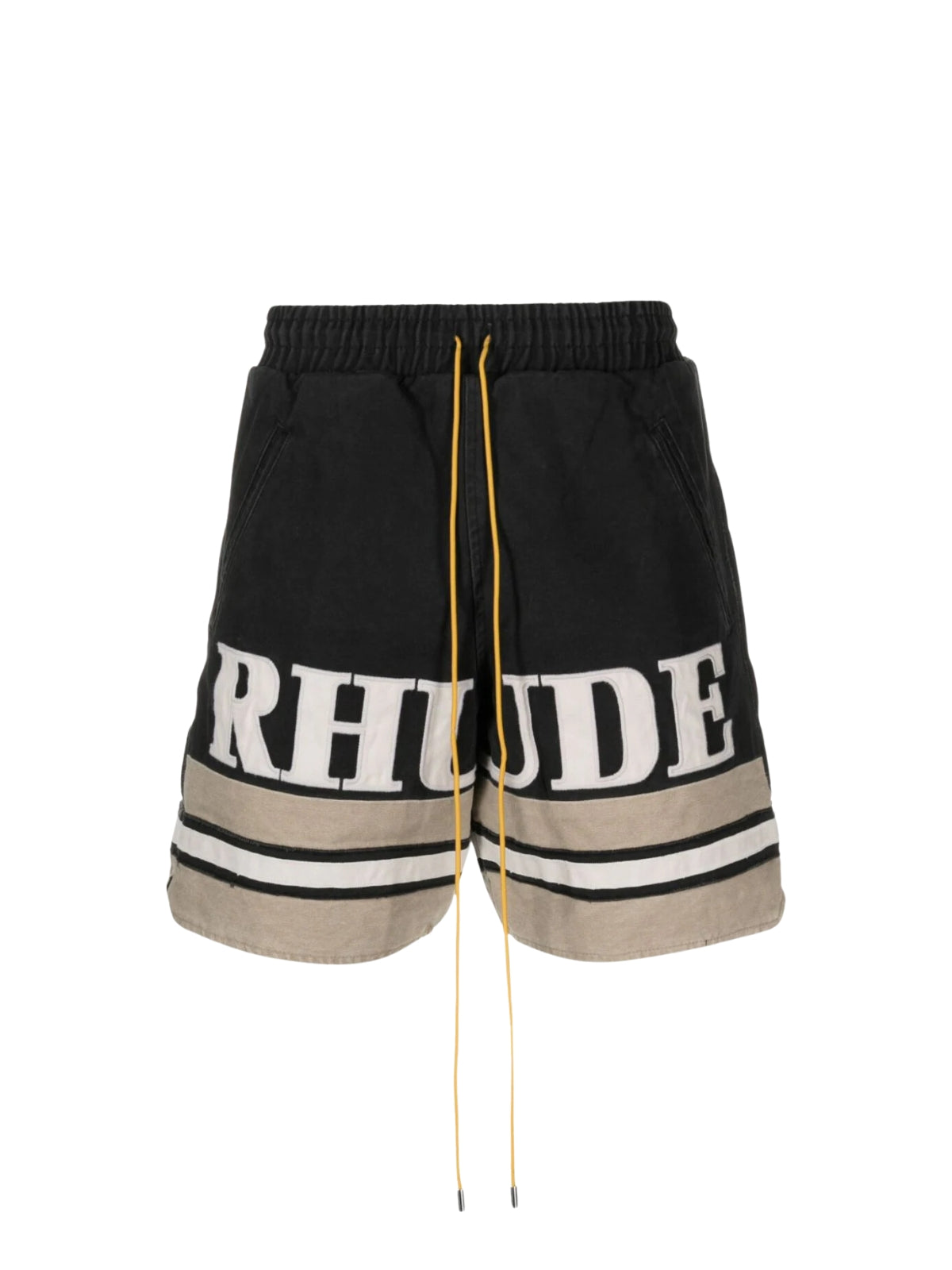 Rhude Shorts Embroidered Logo Black-Khaki