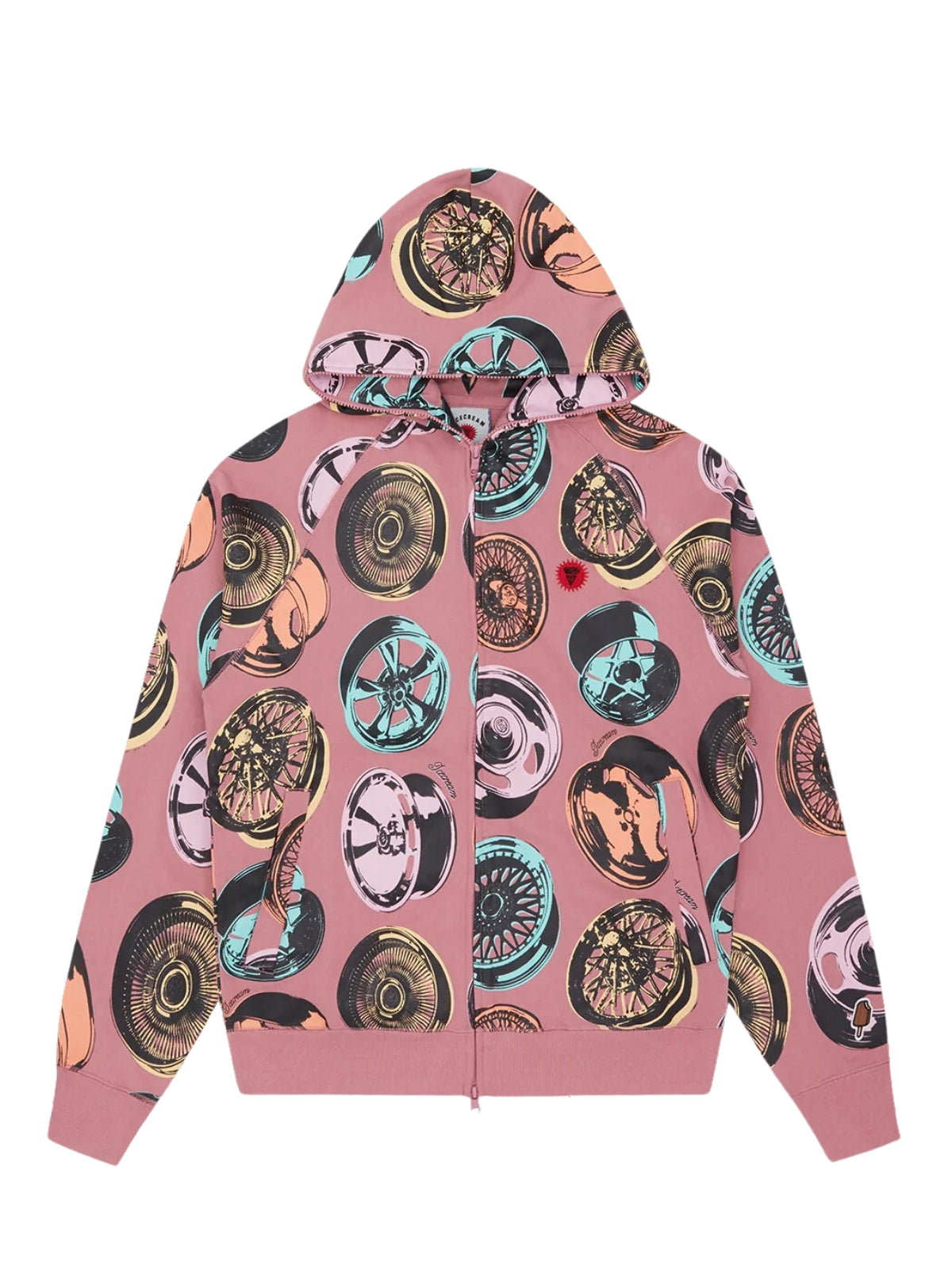 Ice-Cream Jacket Rims Zip-Through Hoodie Pink