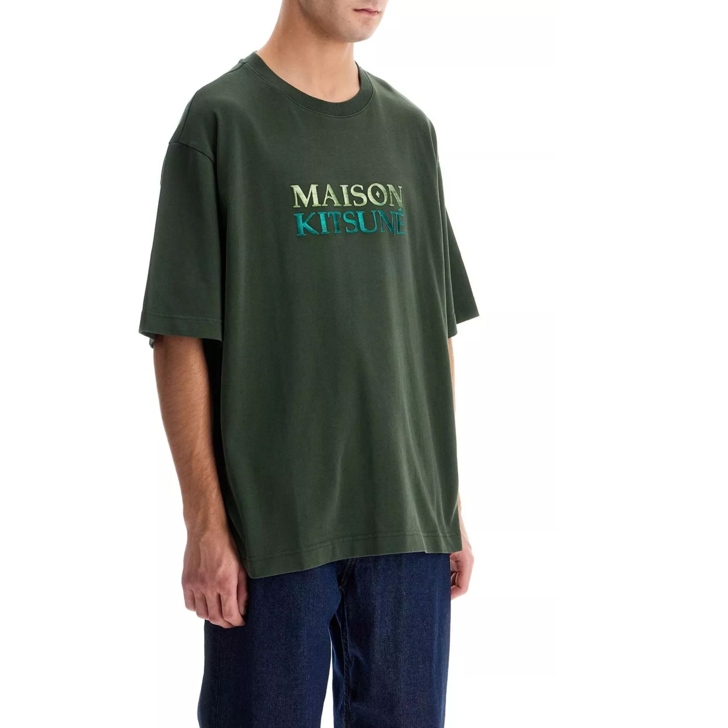 Maison Kitsune T-Shirt Gradient Logo Ranger Green