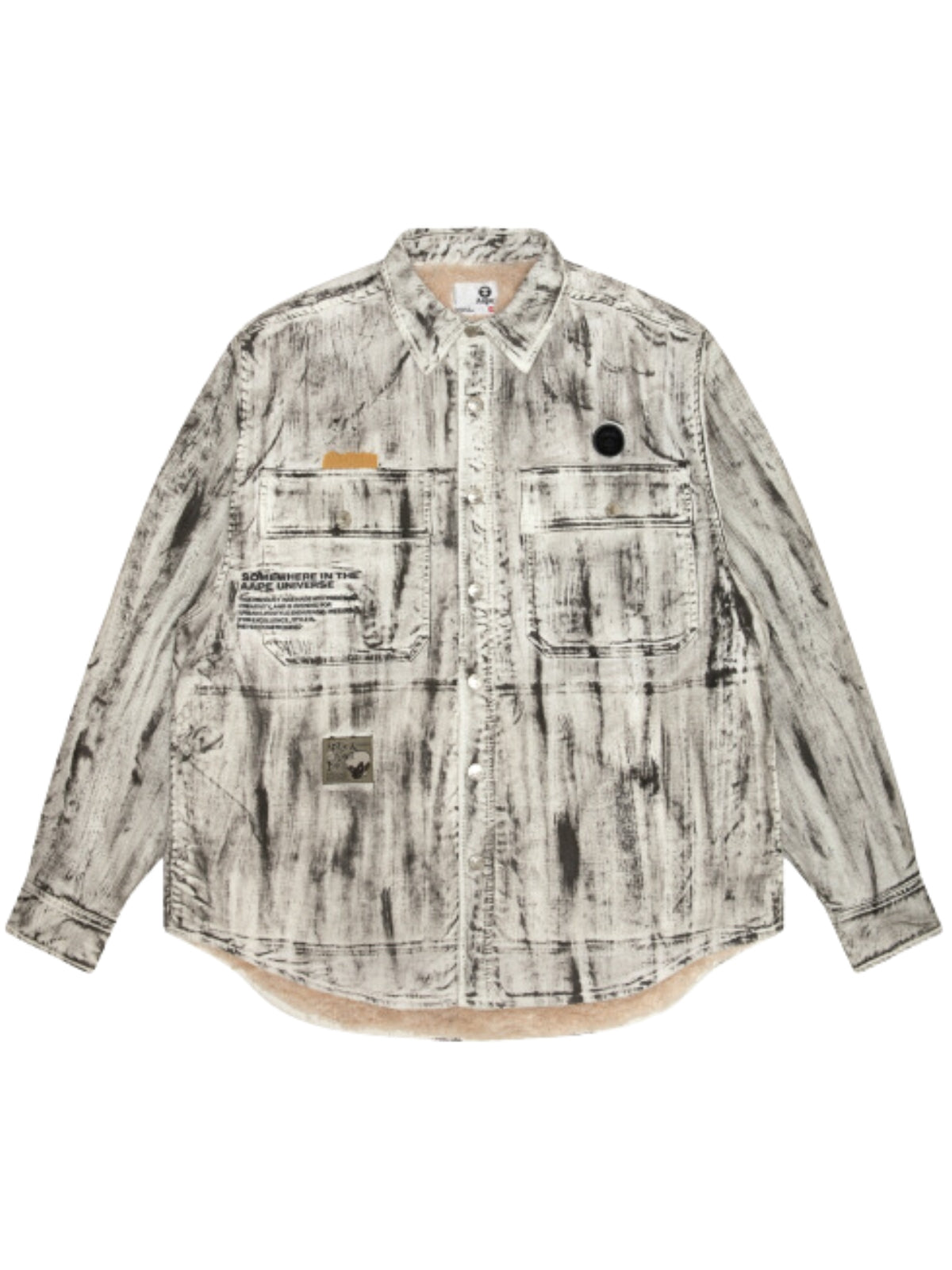 Aape Jacket Button Down Fade Ivory Black