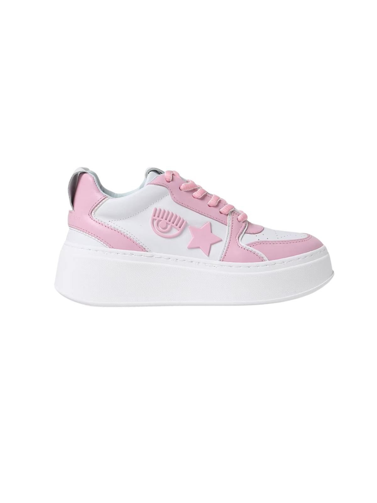 Chiara Ferragni Sneaker School Leather White-Pink