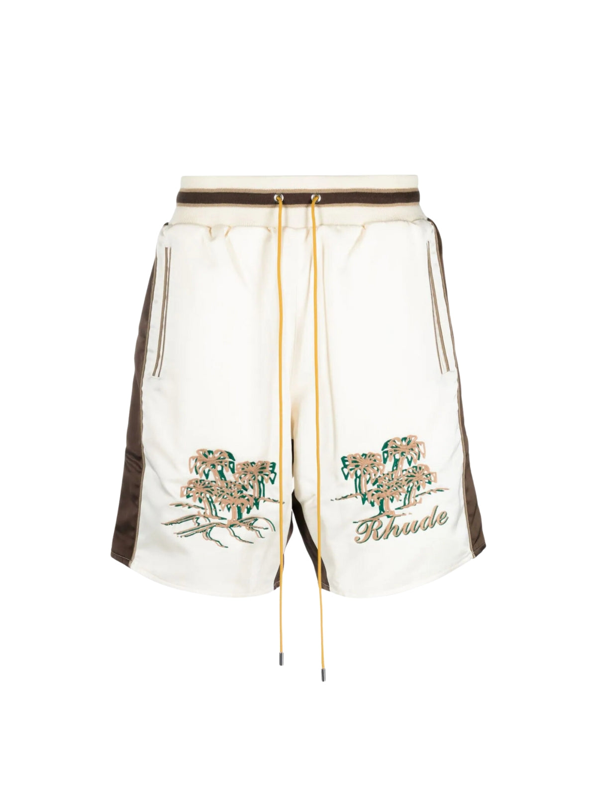 Rhude Shorts Satin Souvenier Ivory-Brown