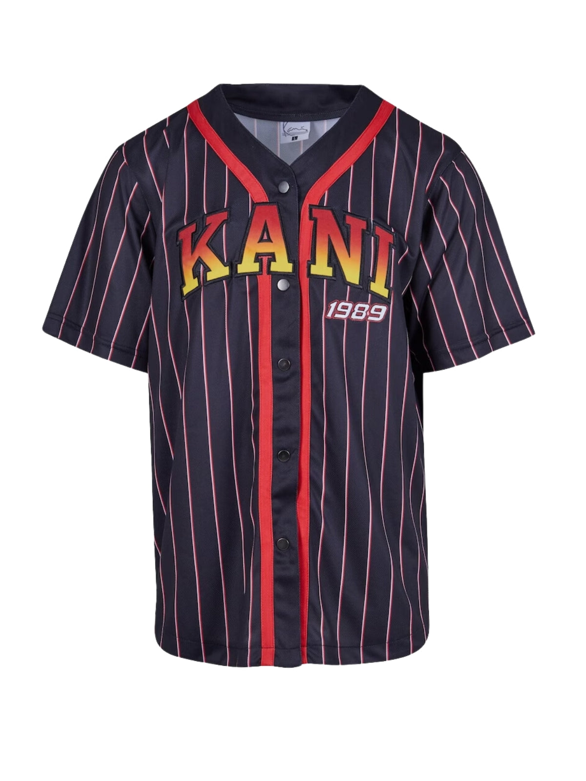 Karl Kani T-Shirt Pinstripe Baseball Black-Red-White