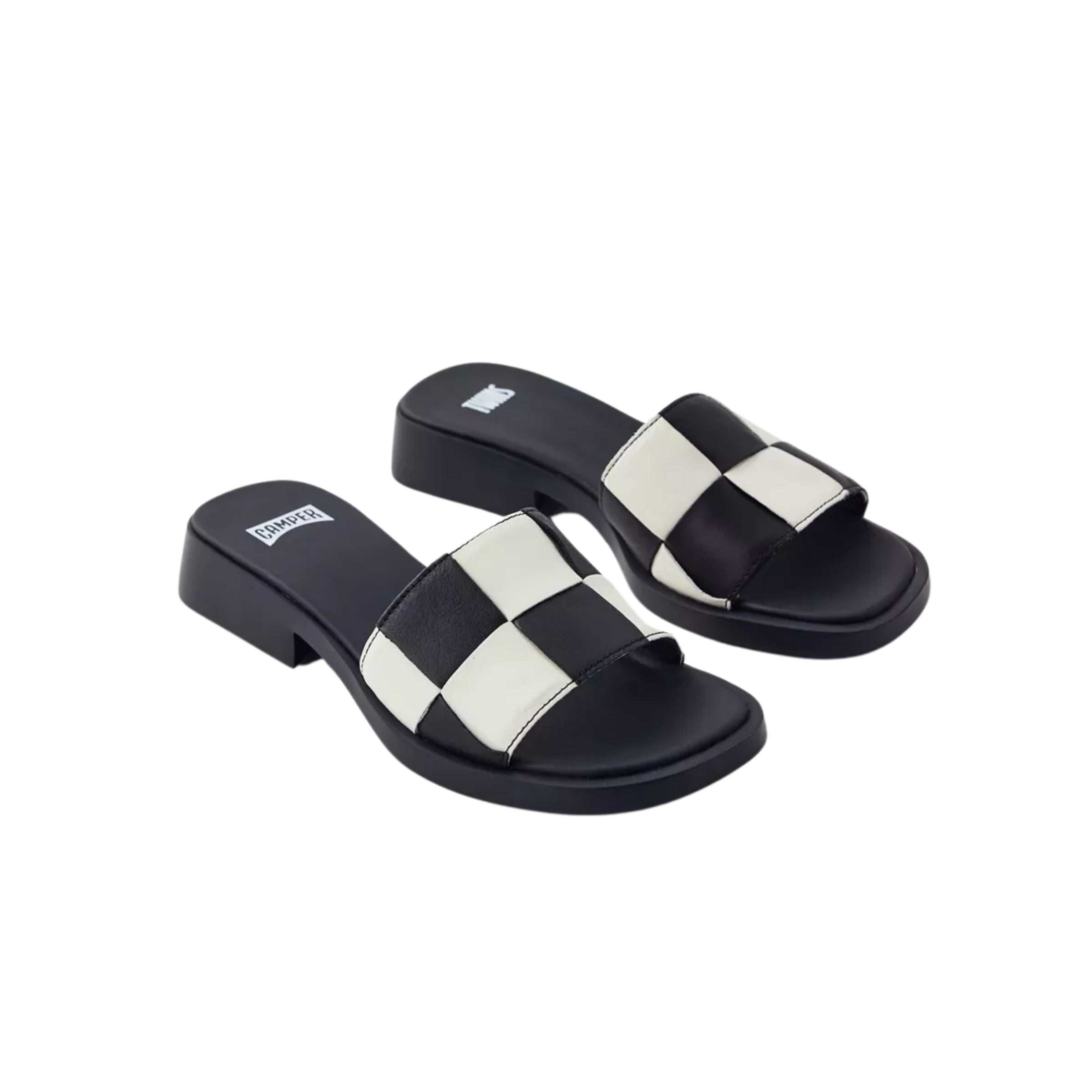 Camper Slide Ladies Gobi Check Black-White