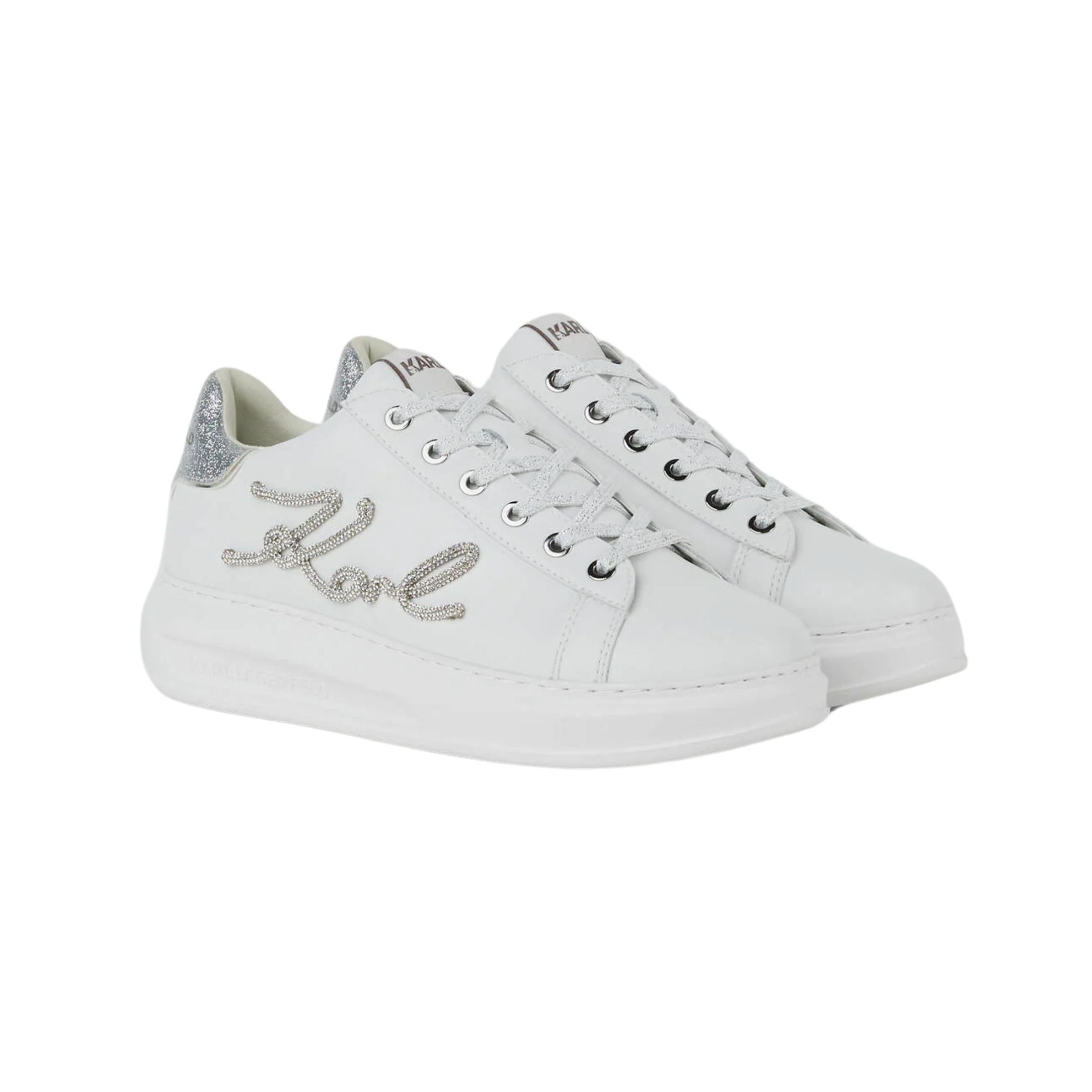 Karl Lagerfeld Kapri Rhinestone White-Silver