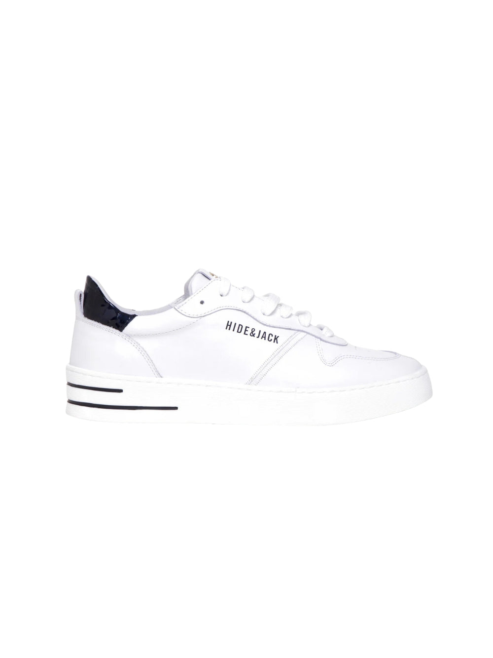 HIDE & JACK Black Leather Lace Up Mid Top Sneakers Shoes