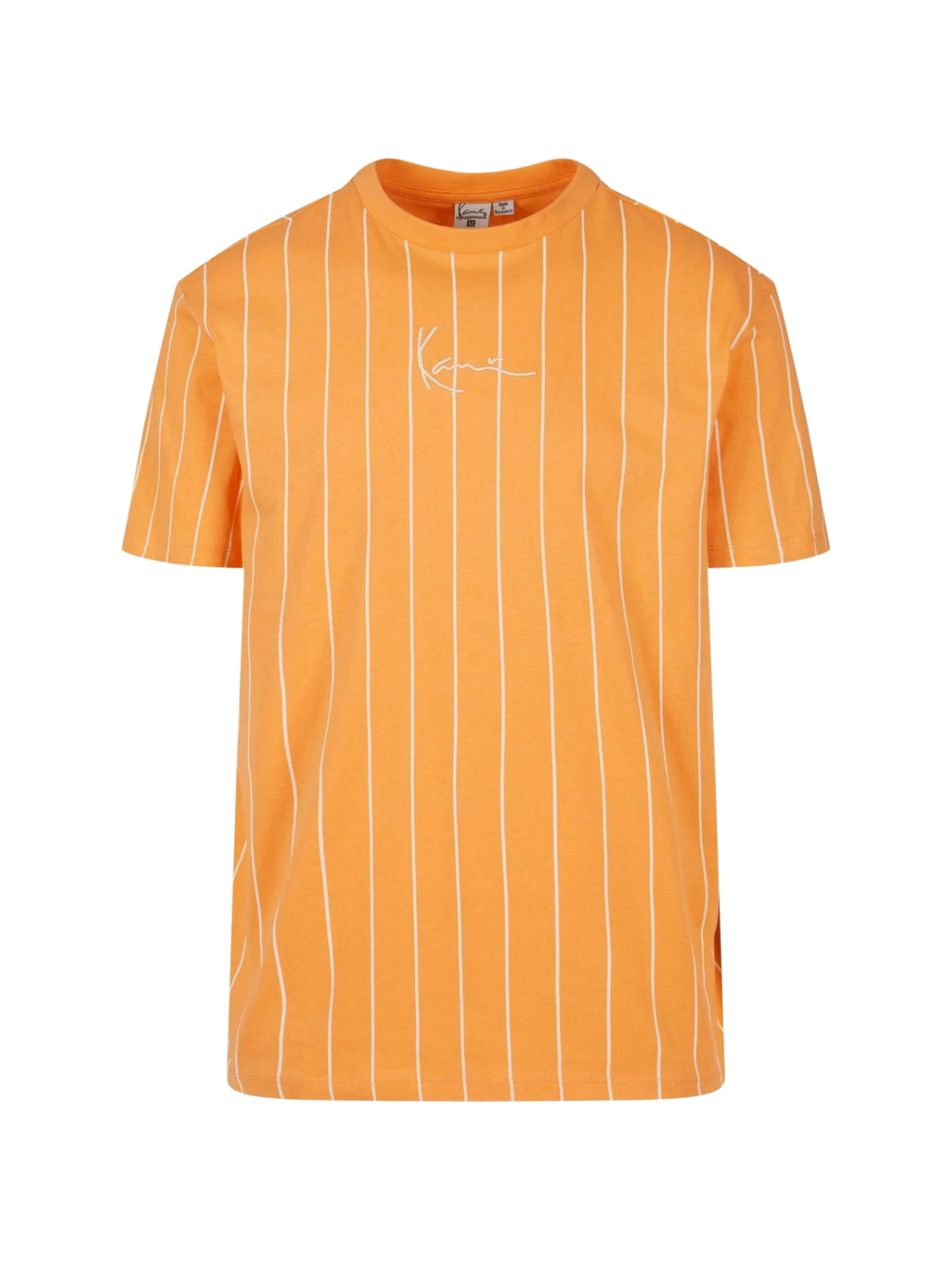 Karl Kani T-Shirt Small Serif Pinstripe Orange-White