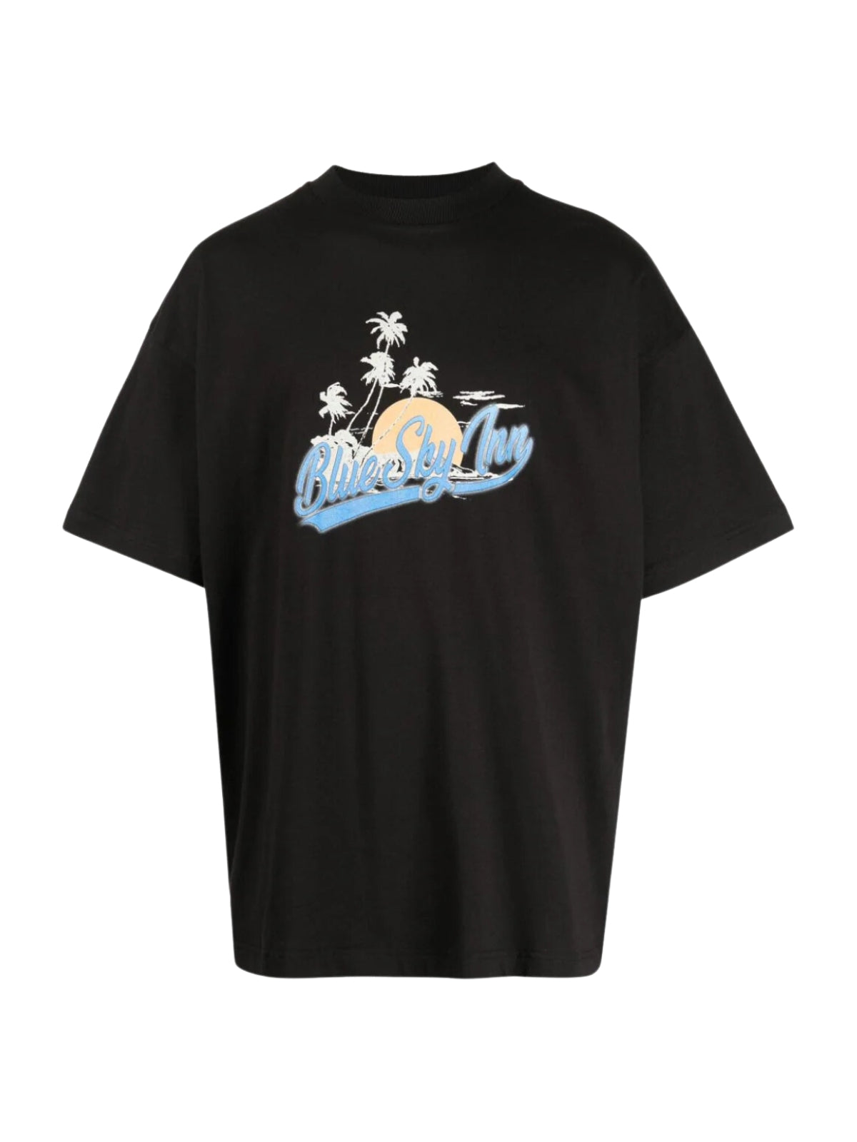 Blue Sky Inn T-Shirt Sunset Palm Logo Black