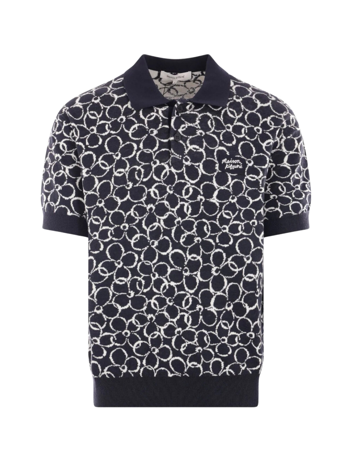 Maison Kitsune Golfer Abstract Daisy Jacquard Ink Blue