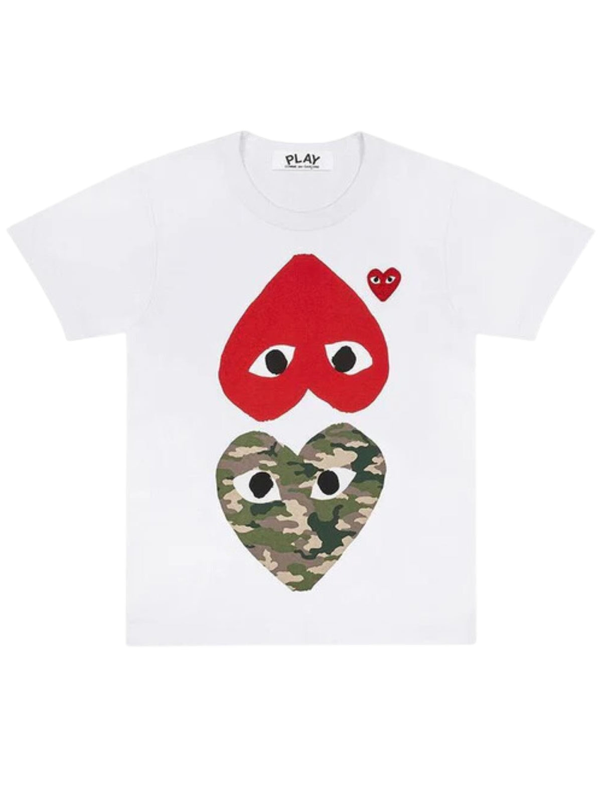 Comme Des Garcons T-Shirt Mirror Heart Camo-Red-White