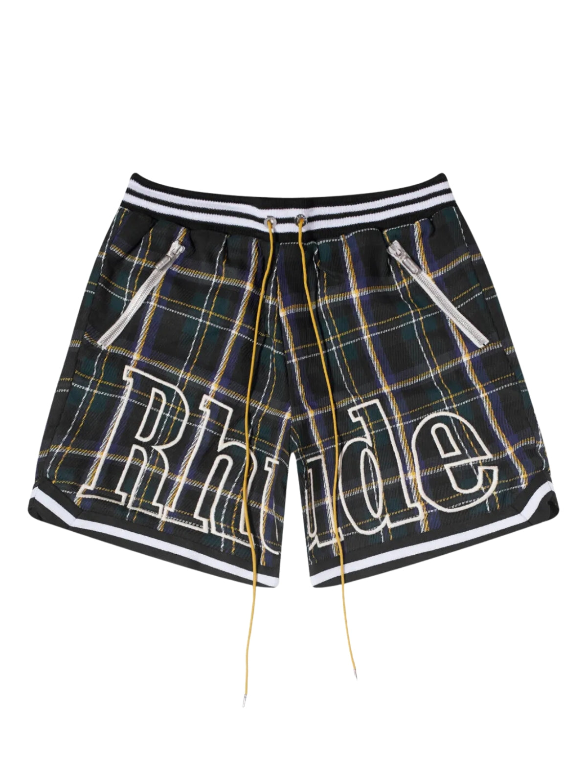 Rhude Shorts Flannel Court Logo Multi Green