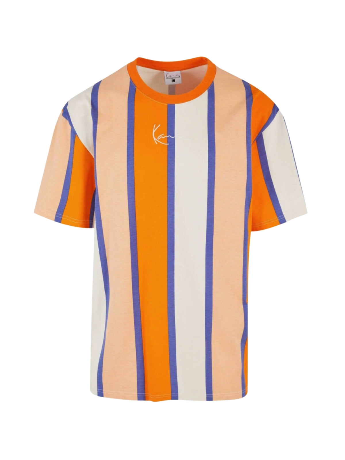 Karl Kani T-Shirt Small Sign Stripe Orange-Apricot-Off-White