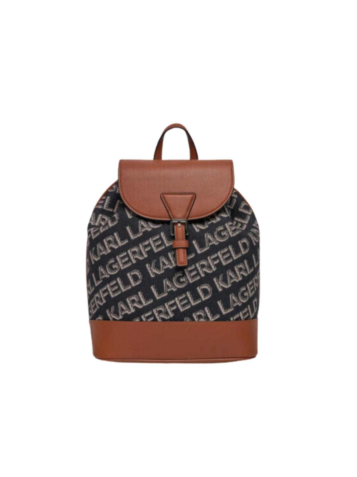 Karl Lagerfeld Bag Backpack Leather Allover Logo Black-Brandy