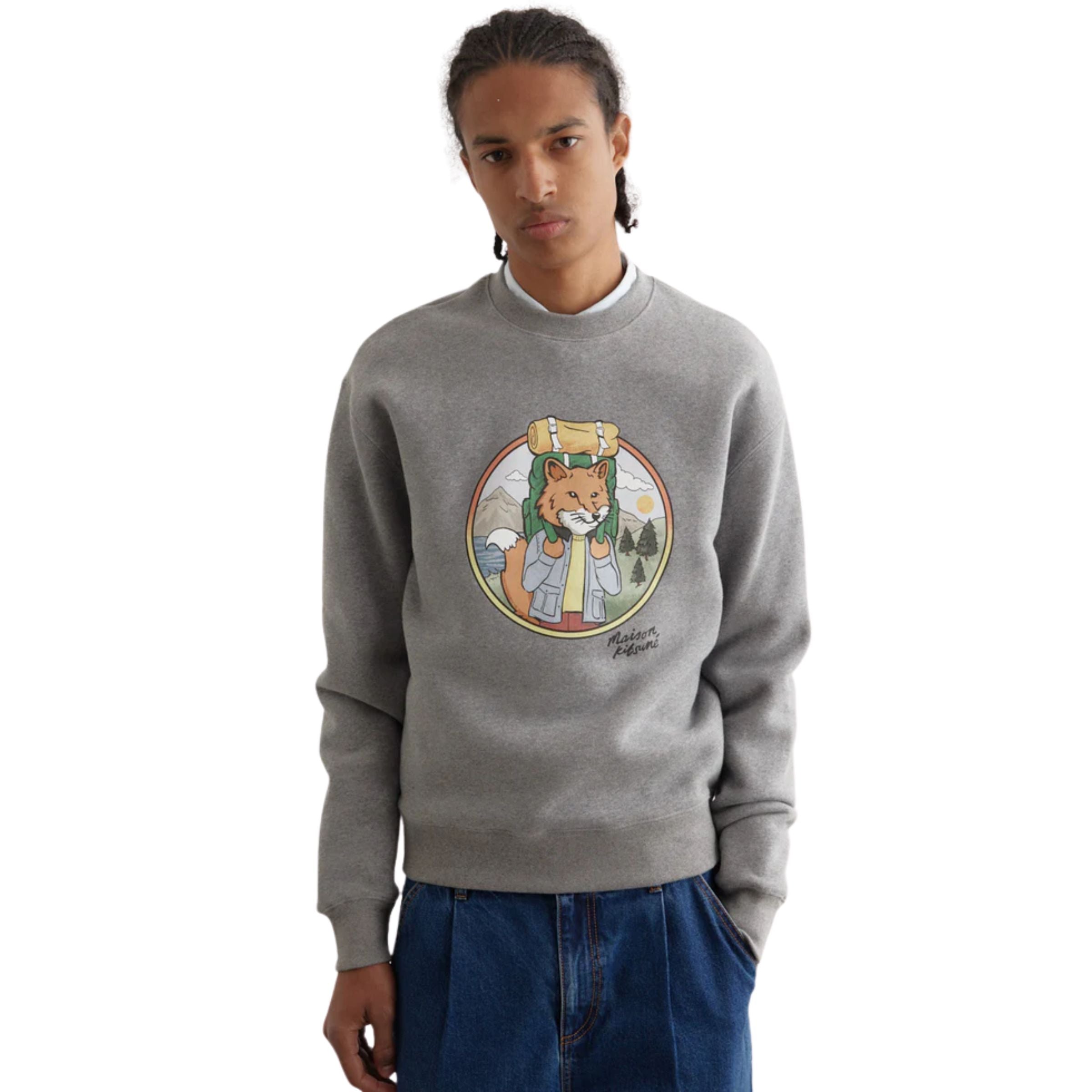 Maison Kitsune T-Shirt Rambling Fox Medium Grey