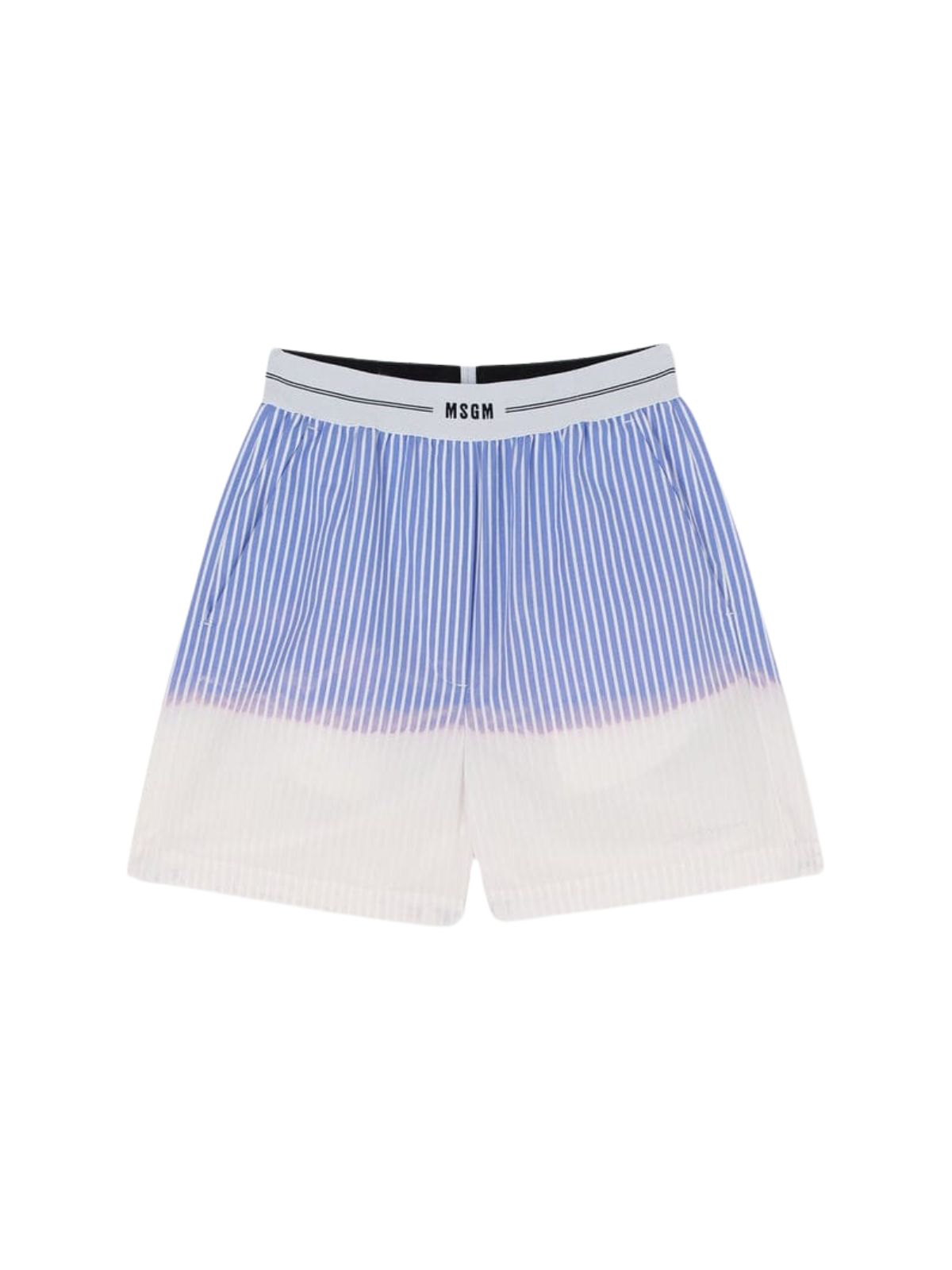 Msgm Shorts Ladies Two Tone Stripe Blue-White