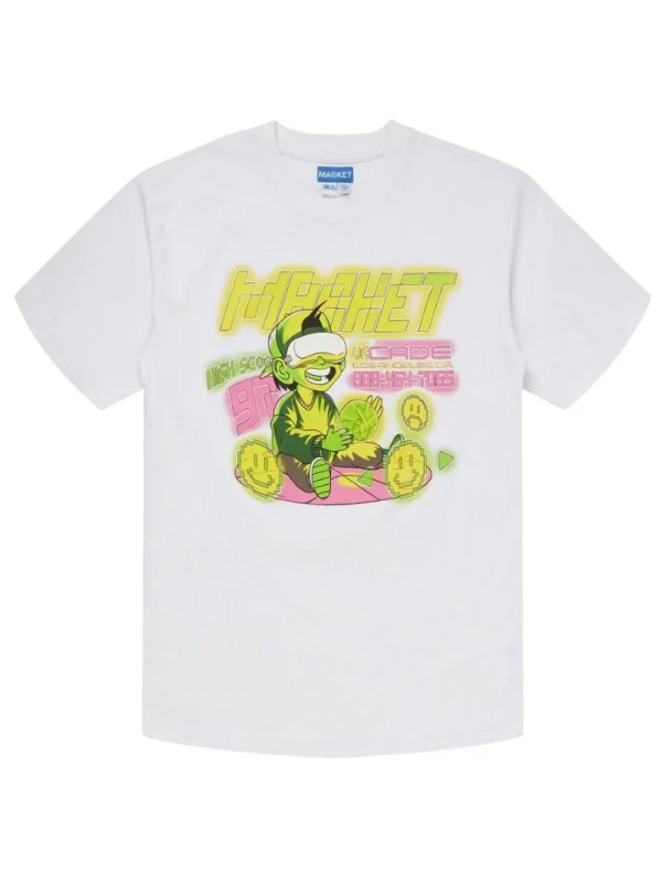 Market T-Shirt Smiley High Score White