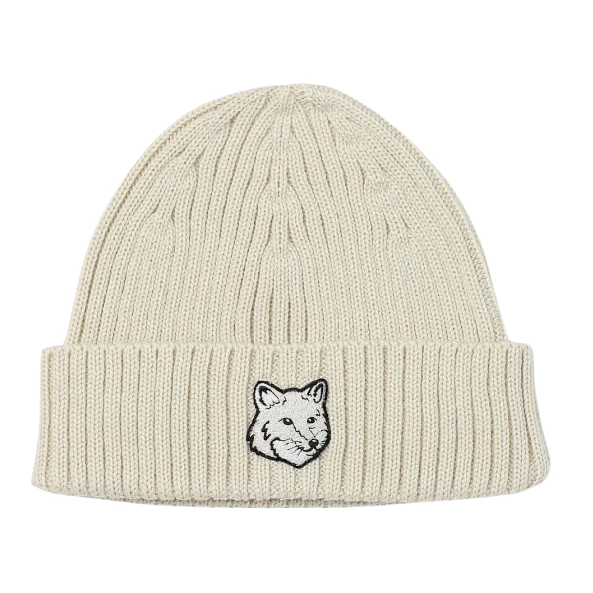 Maison Kitsune Beanie Bold Fox Head Paper