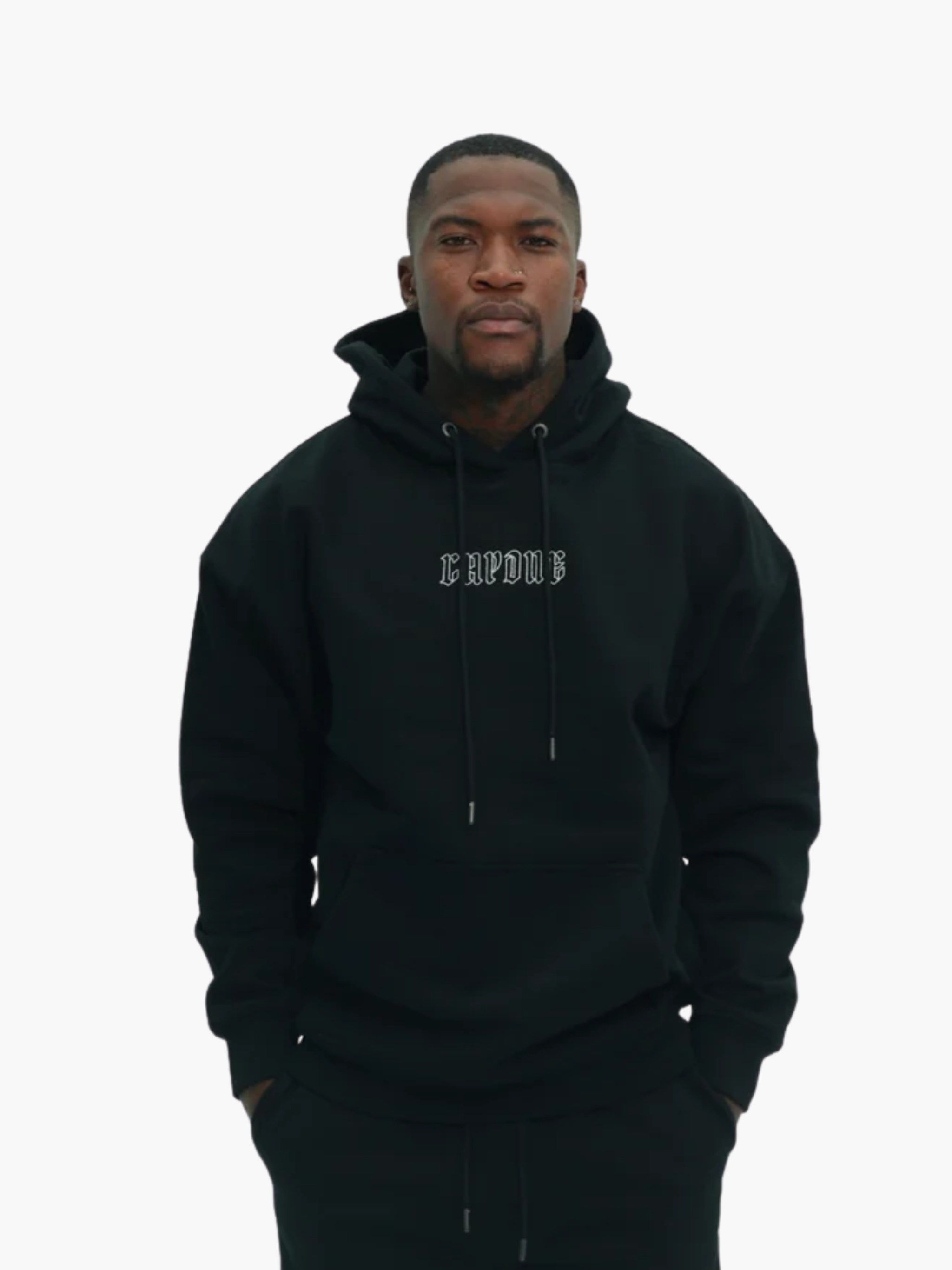 Capone Sweater Hooded Embroidered Back Print Black-Green