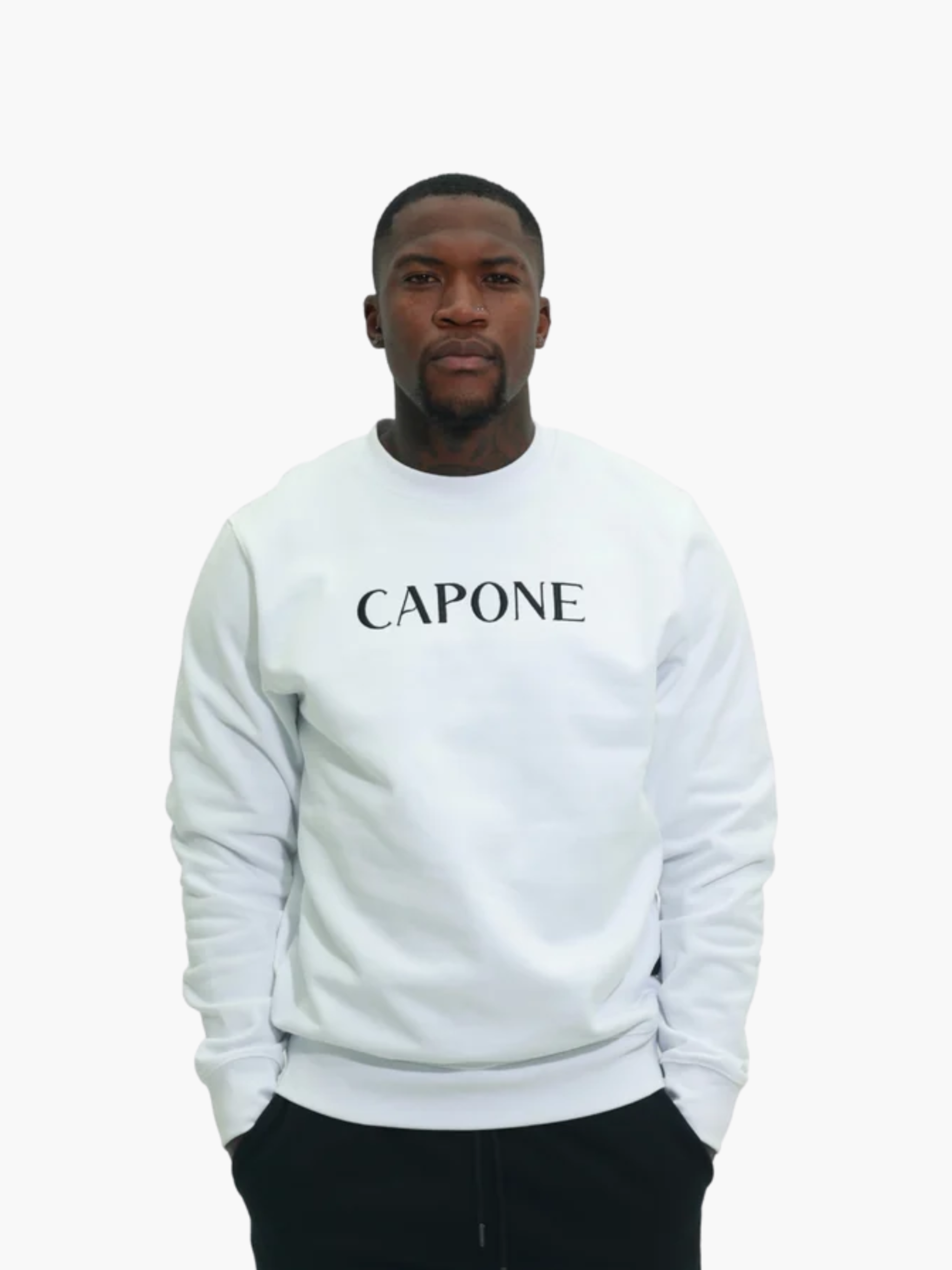 Capone Sweater Back Embroidered Print White