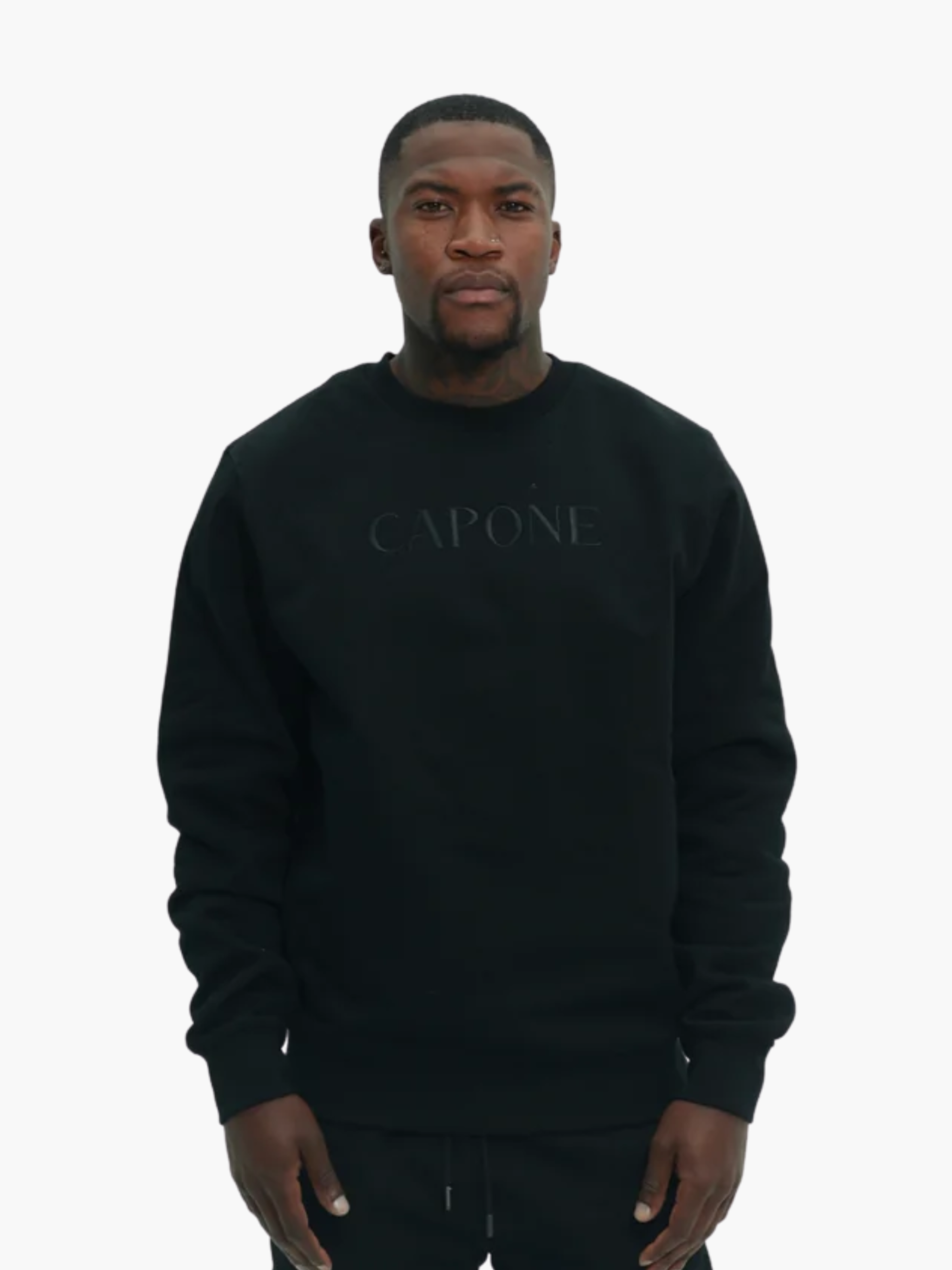 Capone Sweater Back Embroidered Print Black