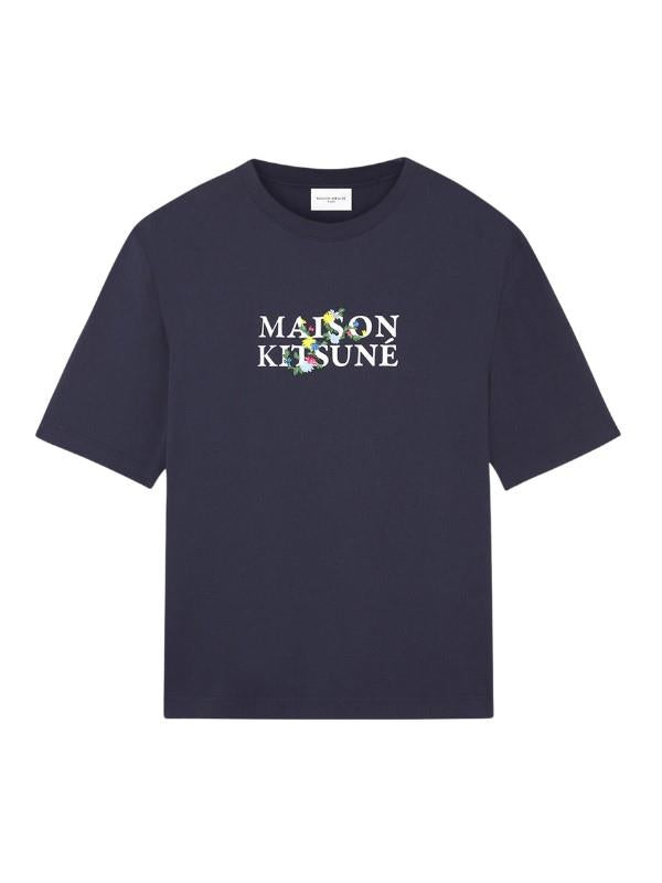 Maison Kitsune T-Shirt Flower Logo Navy