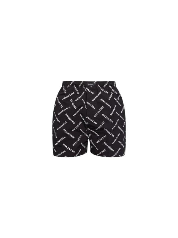 Balenciaga Shorts Monogram Logo Black