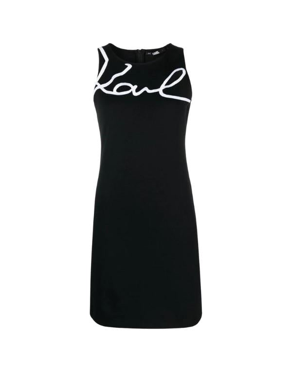Karl Lagerfeld Dress Cut Out Signature Logo Black