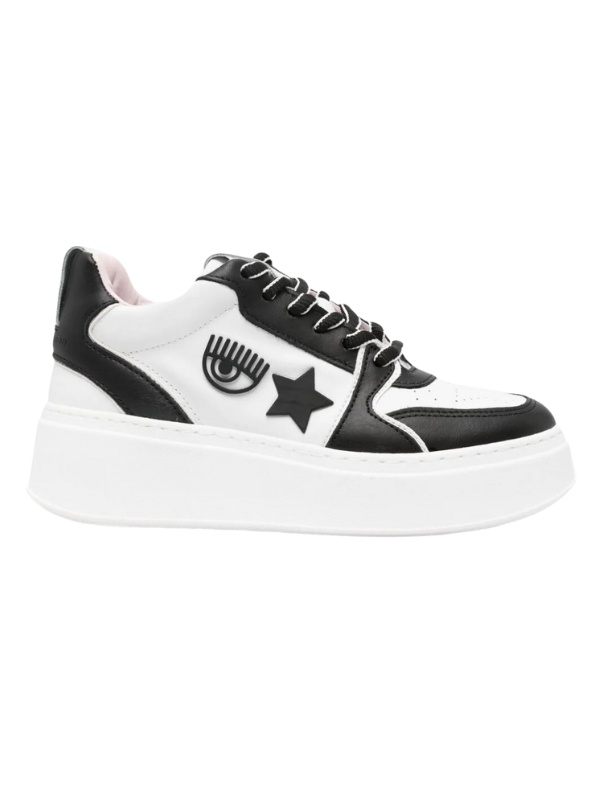 Chiara Ferragni Sneaker School Leather Black-White