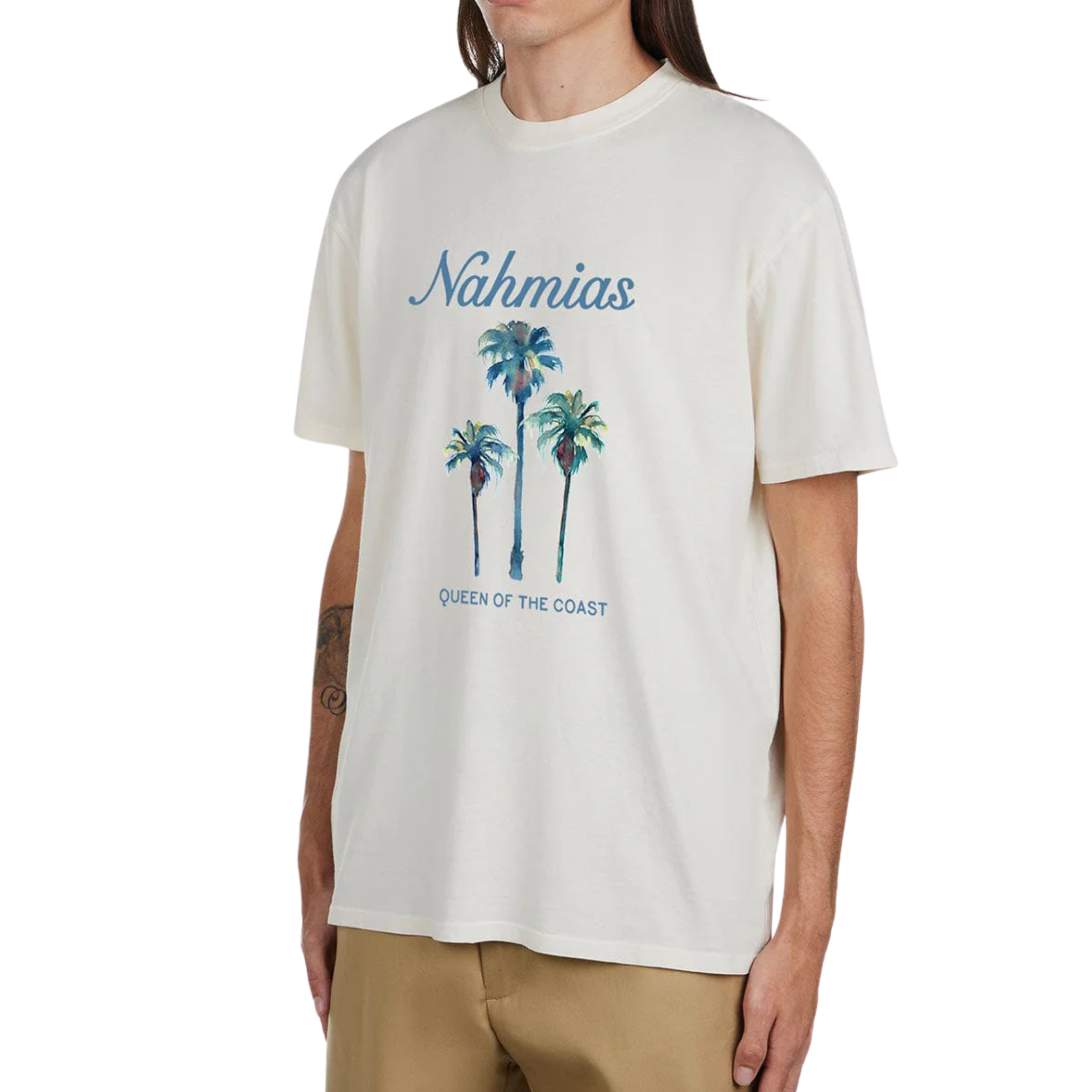 Nahmias T-Shirt Palm Tree Coast Antique White