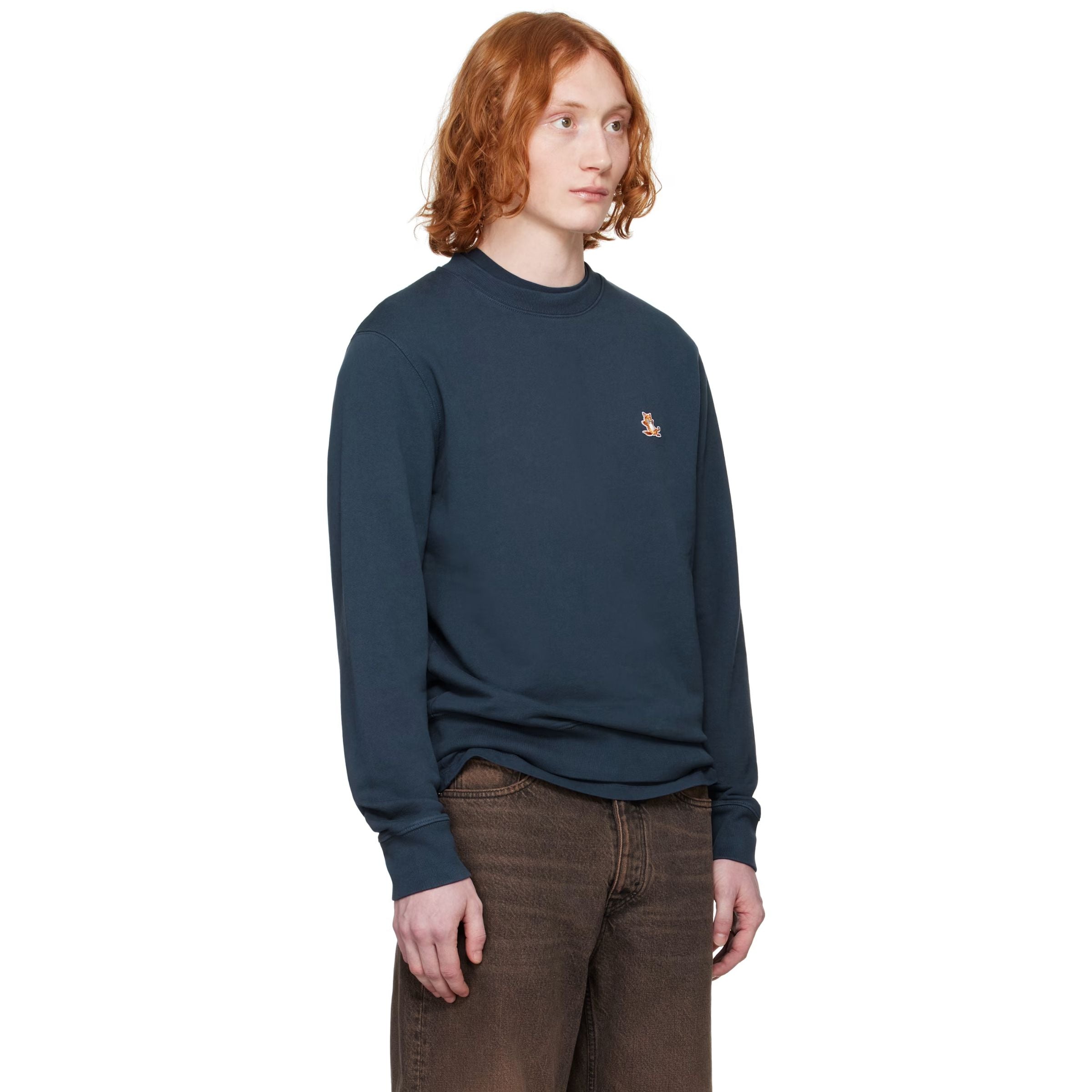 Maison Kitsune Sweater Fox Head Patch Eclipse Blue