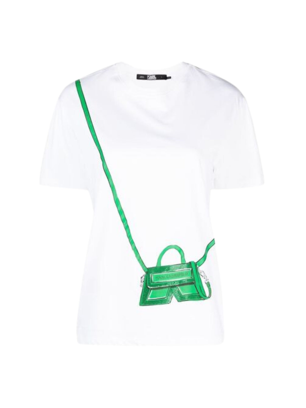 Karl Lagerfeld T-Shirt Ladies Graphic Side Bag White-Green