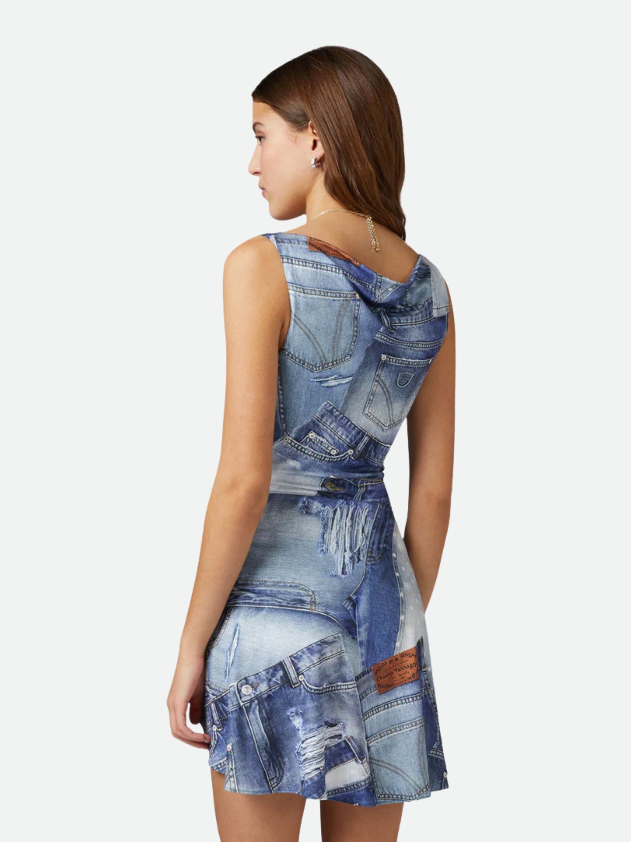Chiara Ferragni Dress Denim Patchwork Blue