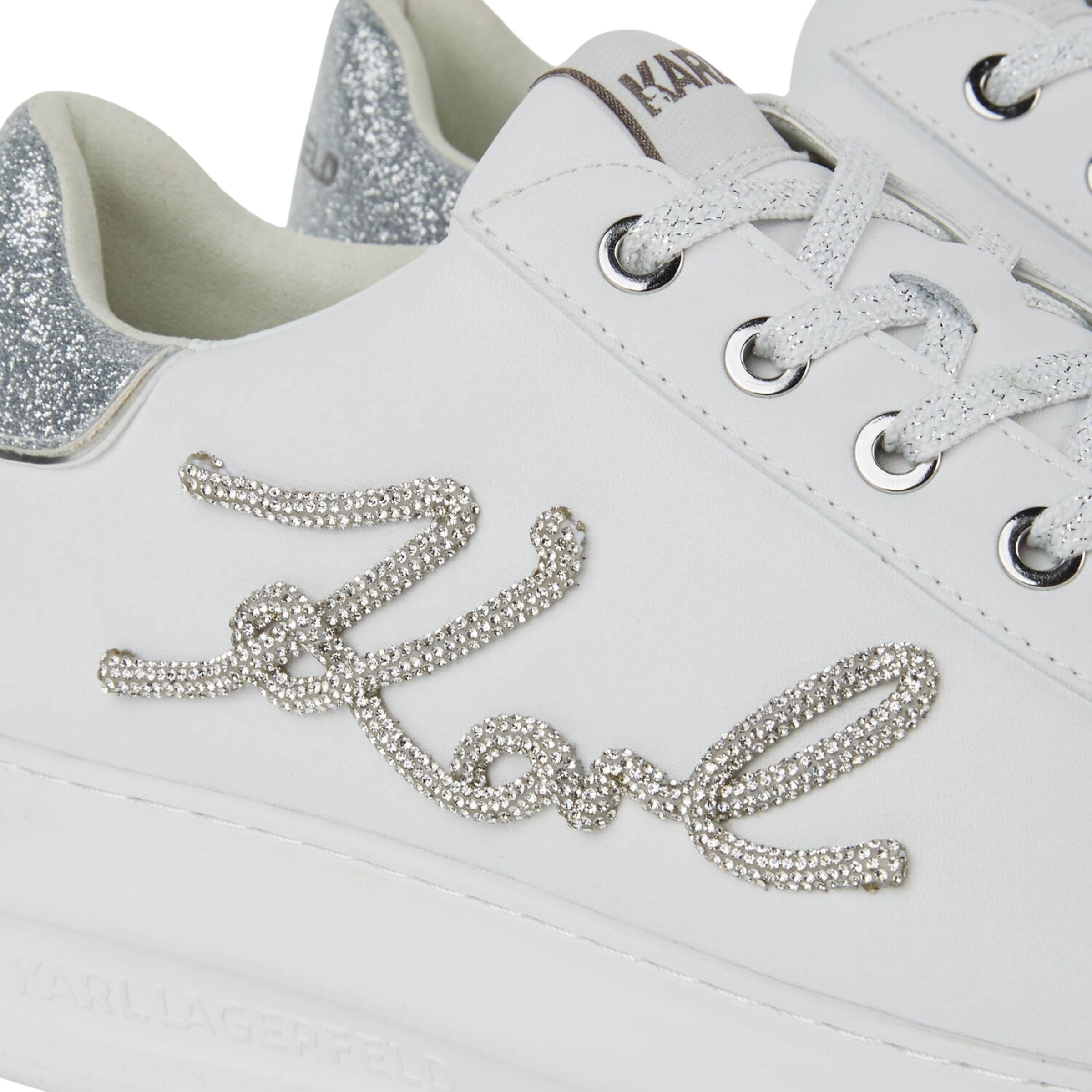 Karl Lagerfeld Kapri Rhinestone White-Silver