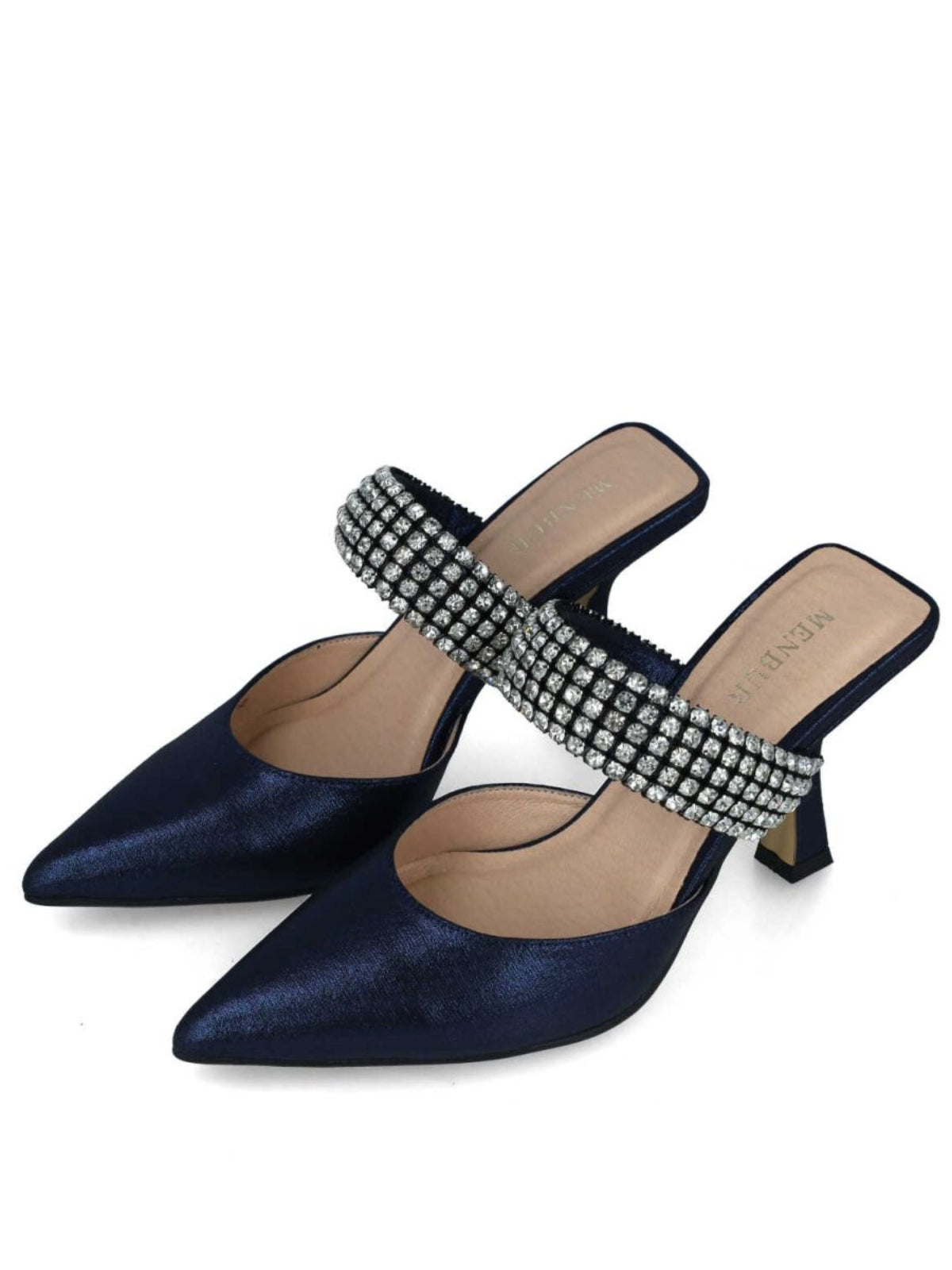 Menbur Heels Bedazzled Strap Navy