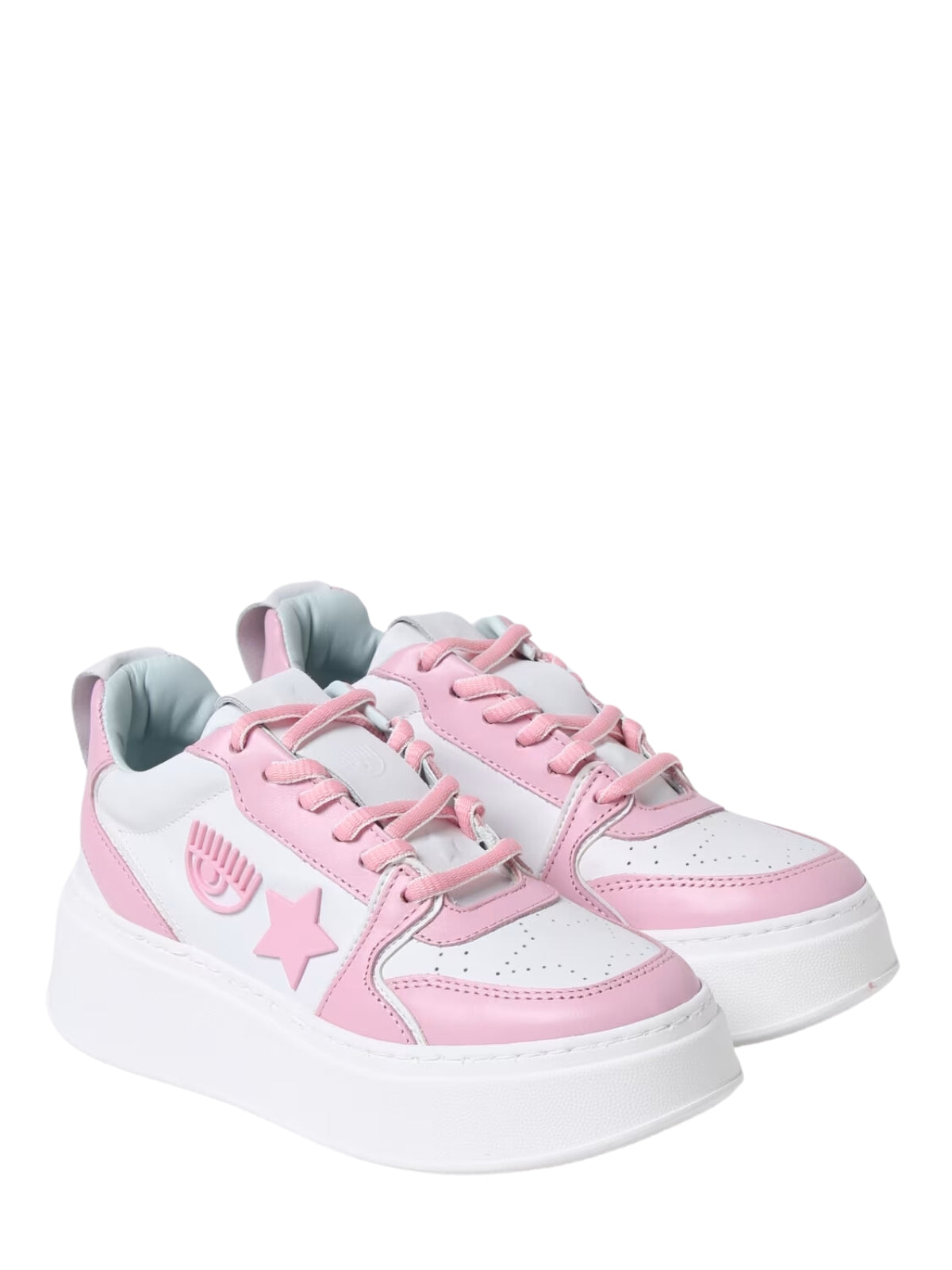 Chiara Ferragni Sneaker School Leather White-Pink