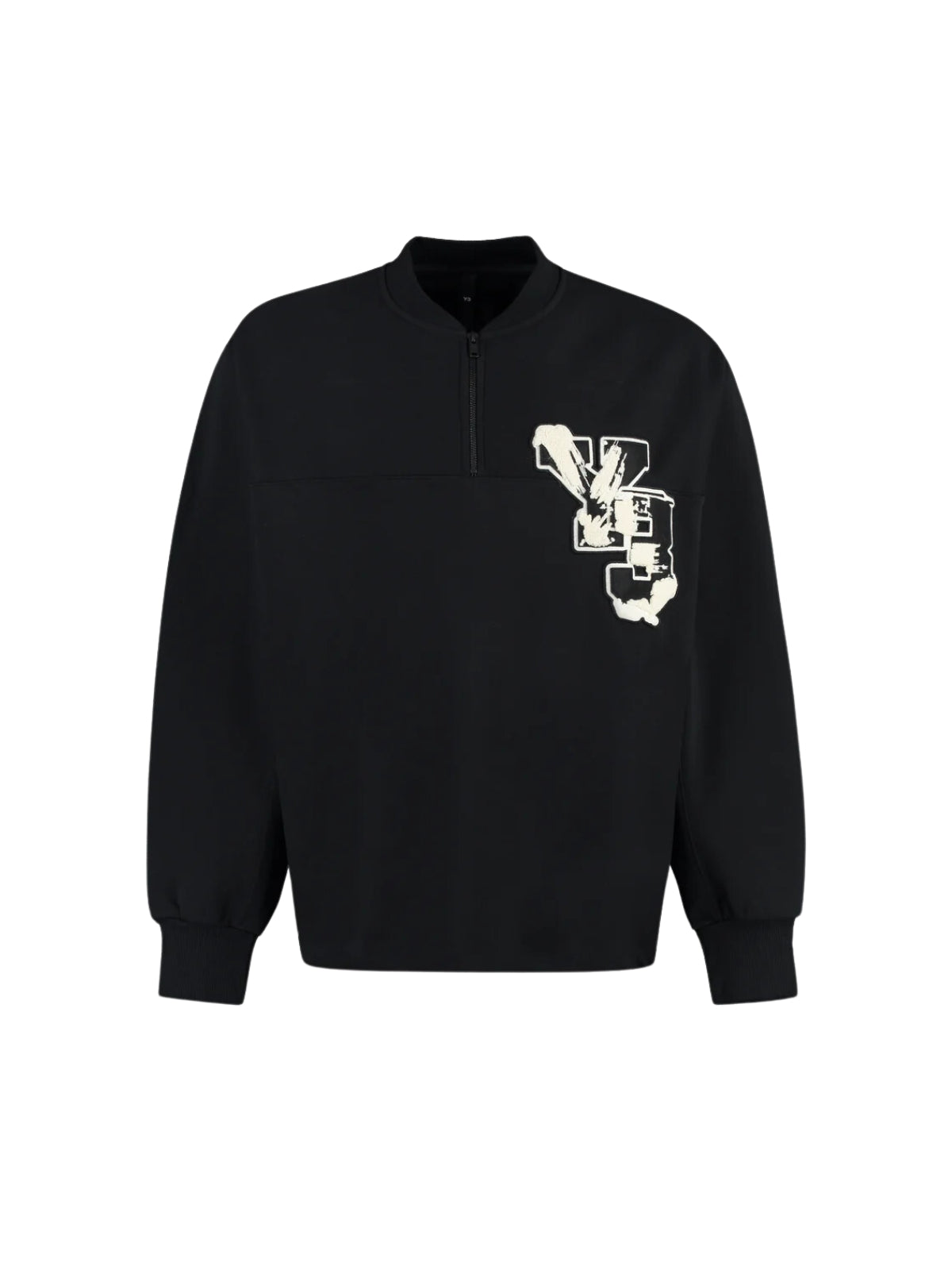 Y-3 T-Shirt L/S Zip Side Logo Black