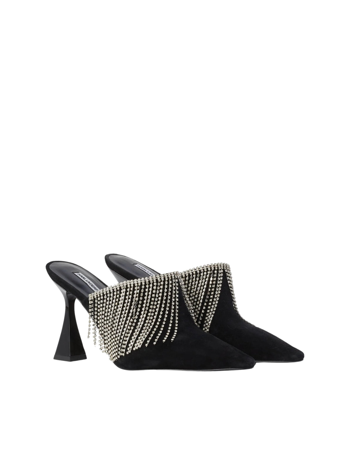 Karl Lagerfeld Heel Fringe Mule Black