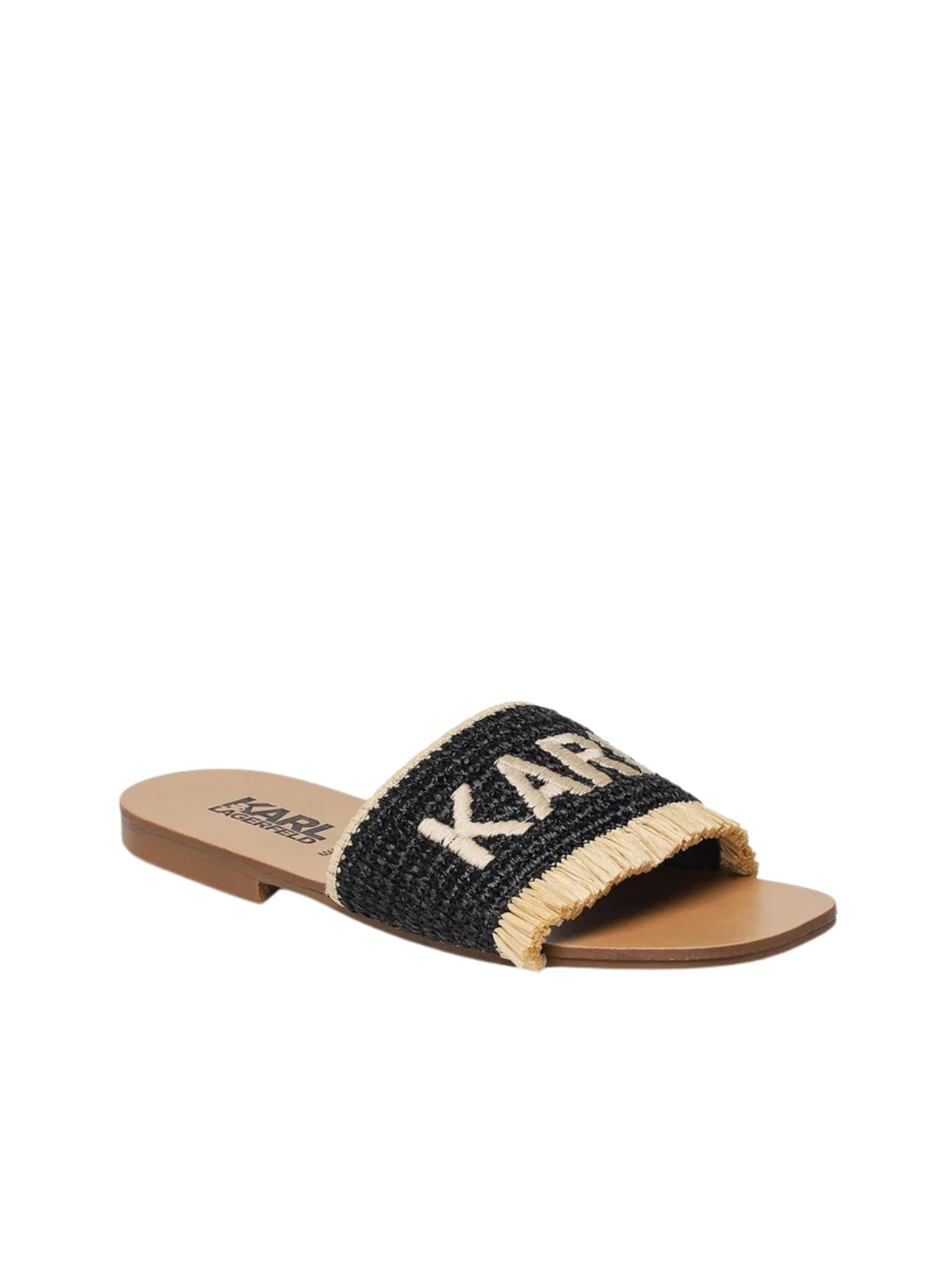 Karl Lagerfeld Ladies Slide Skoot Iii Karl Band Raffia Black-White-Natural