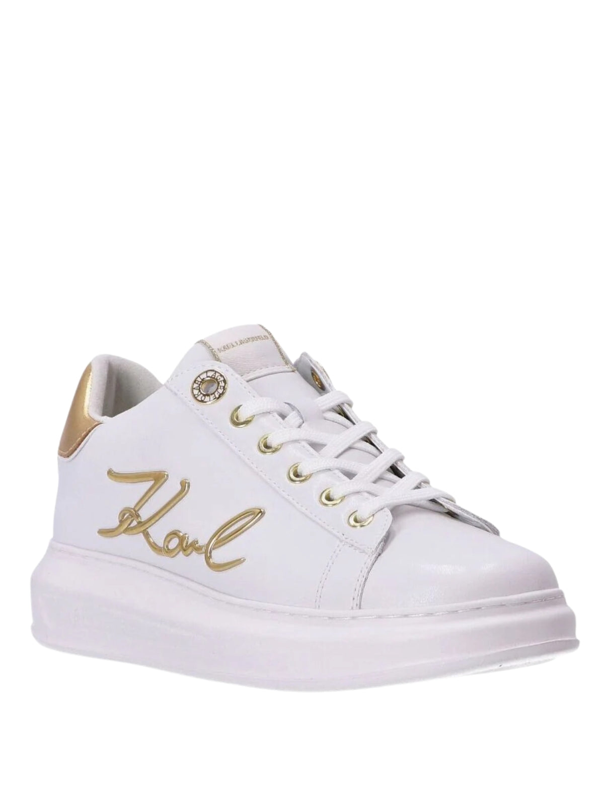 Karl Lagerfeld Ladies Sneaker Kapri Signa Lace White-Gold